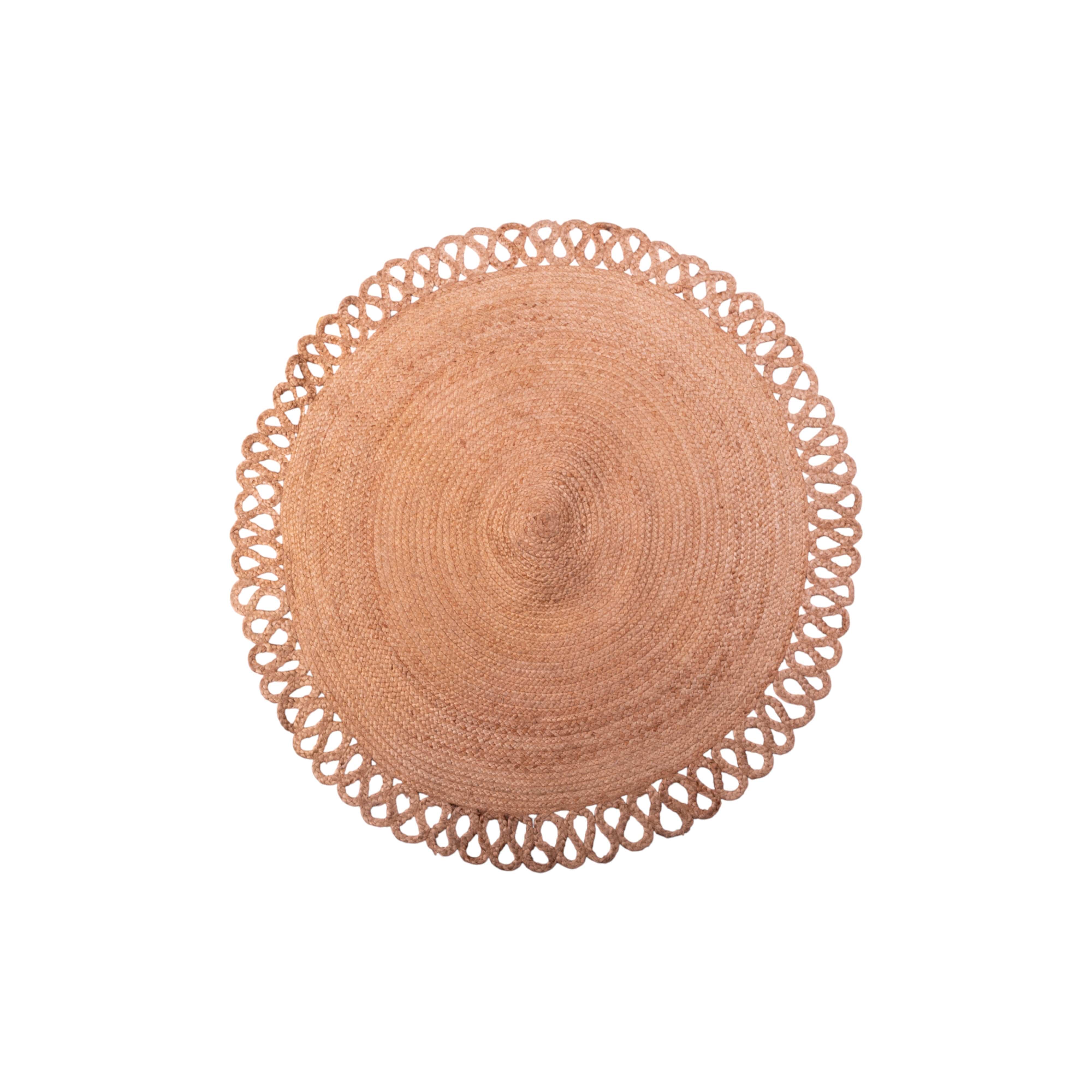 Boho İşlemeli Yuvarlak Halı Ø100 11263