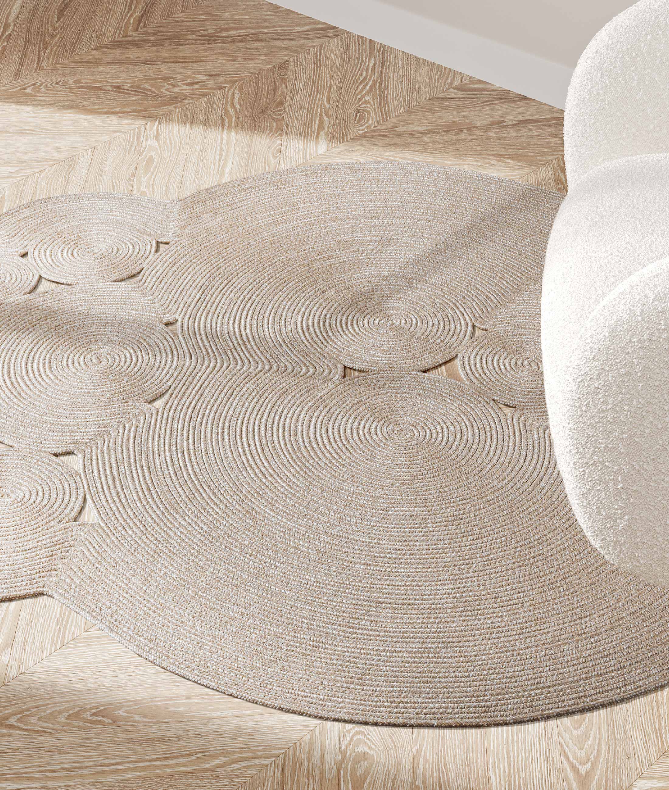 Boulder Beige Round Washable Rug 69585
