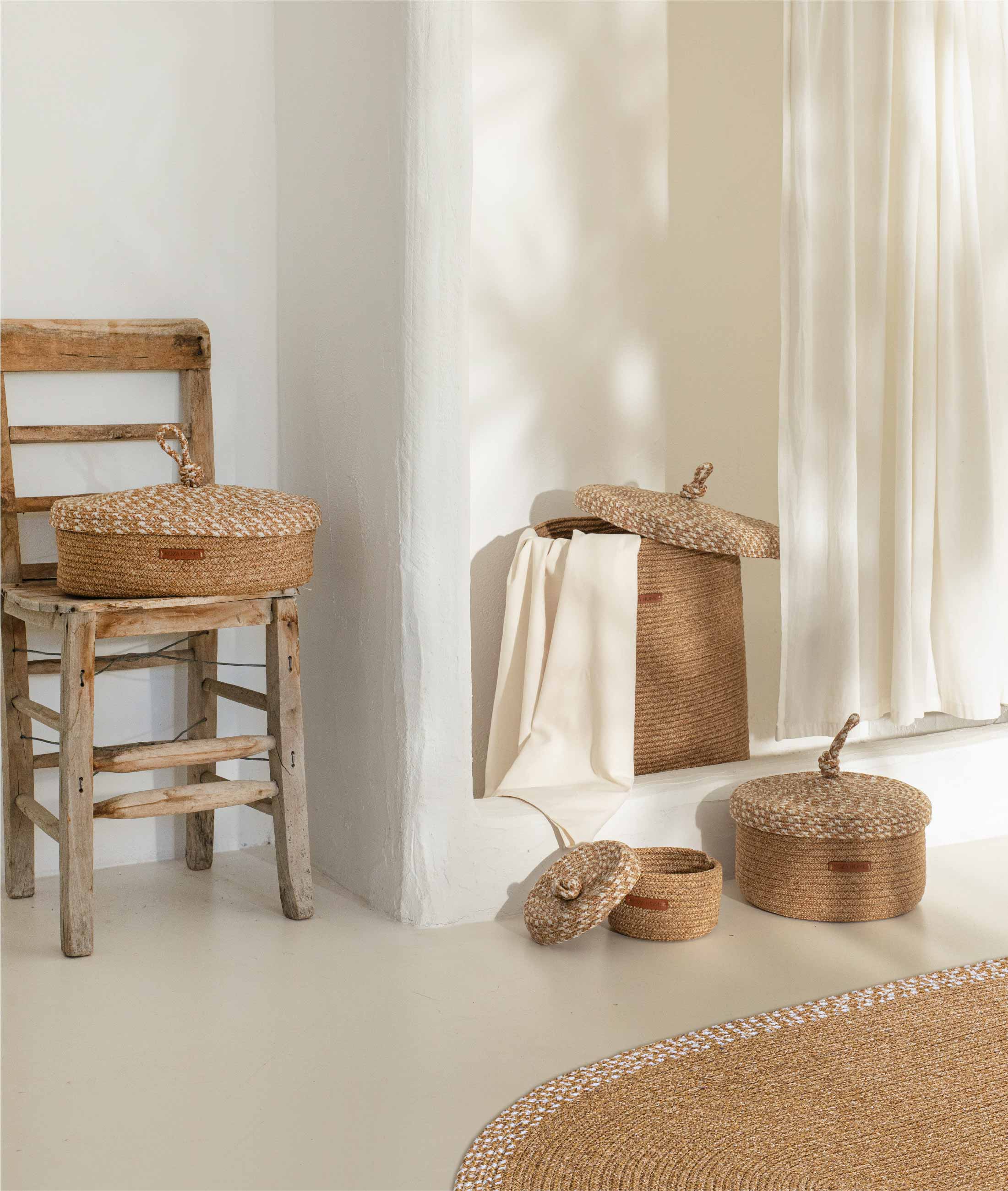 Cesta El Yapımı Natural Bej Sepet 36cmx45cm 9032