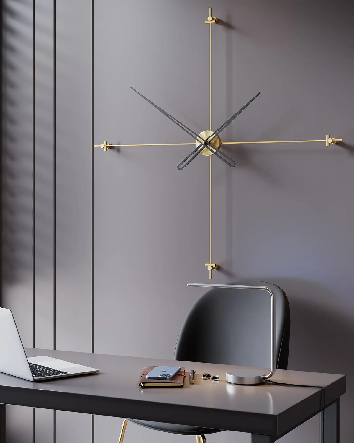 ofis duvar saati mat gold renk 90 cm