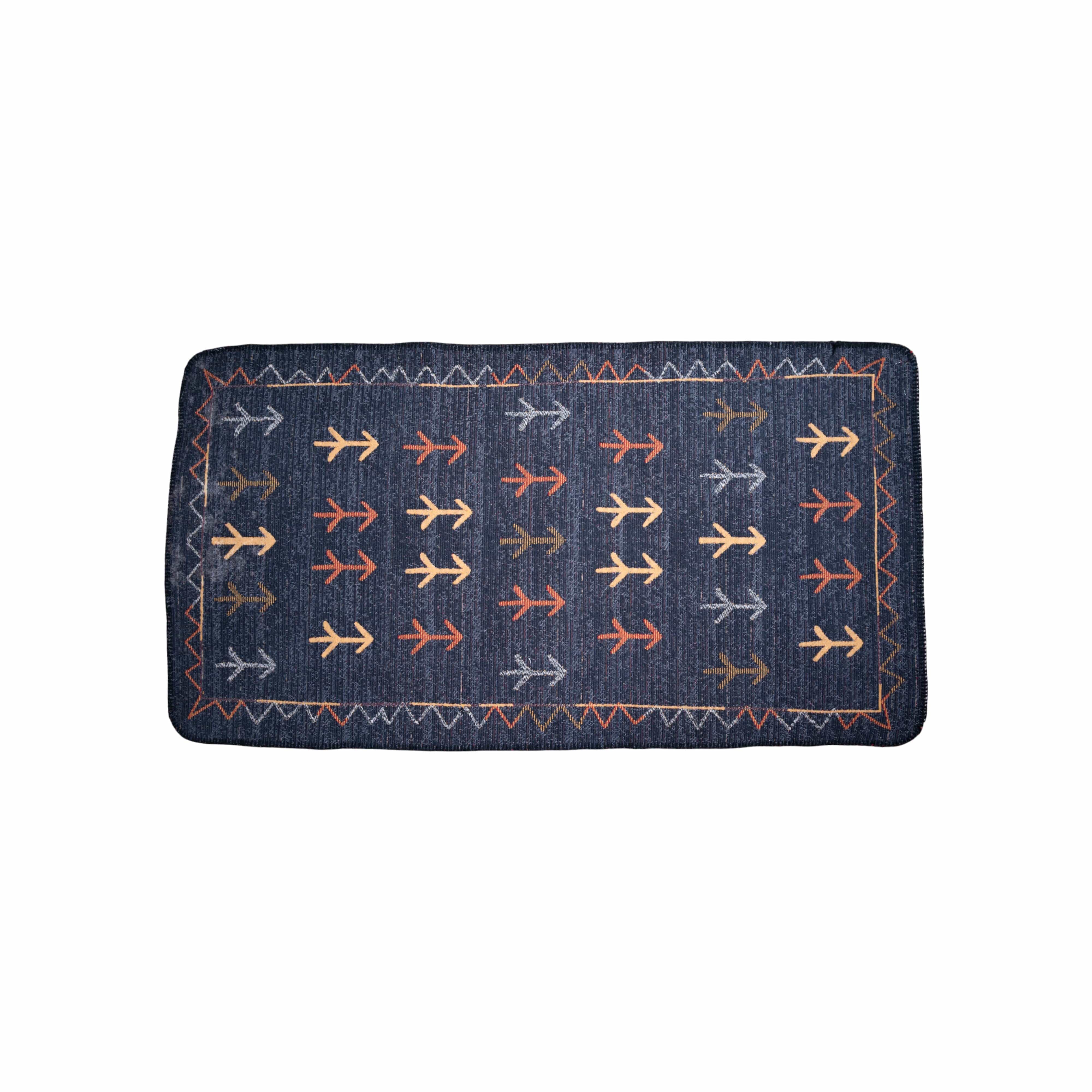 Etnik Desenli Lacivert Halı 80x150 11204