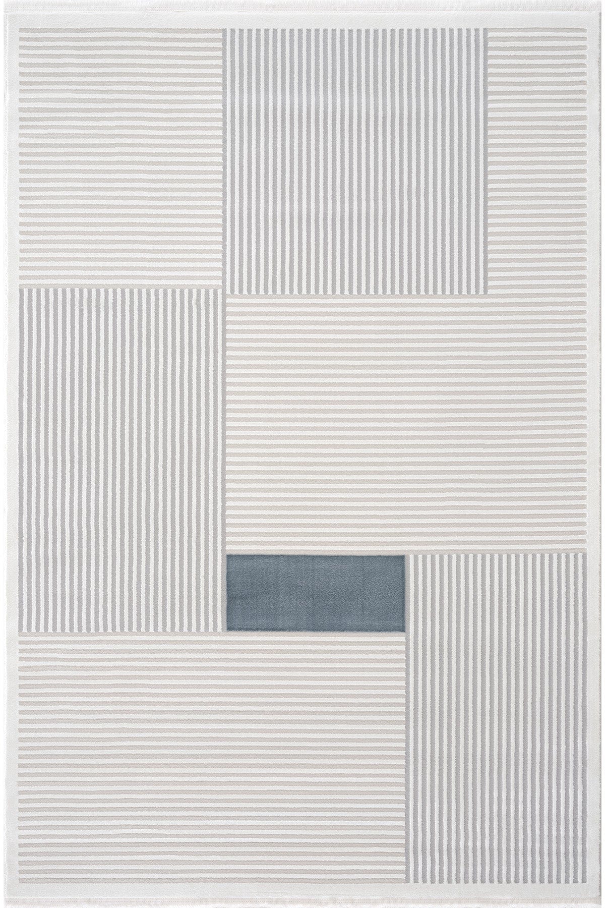 Farahan Cream Blue Geometric Patterned Rug A0859A