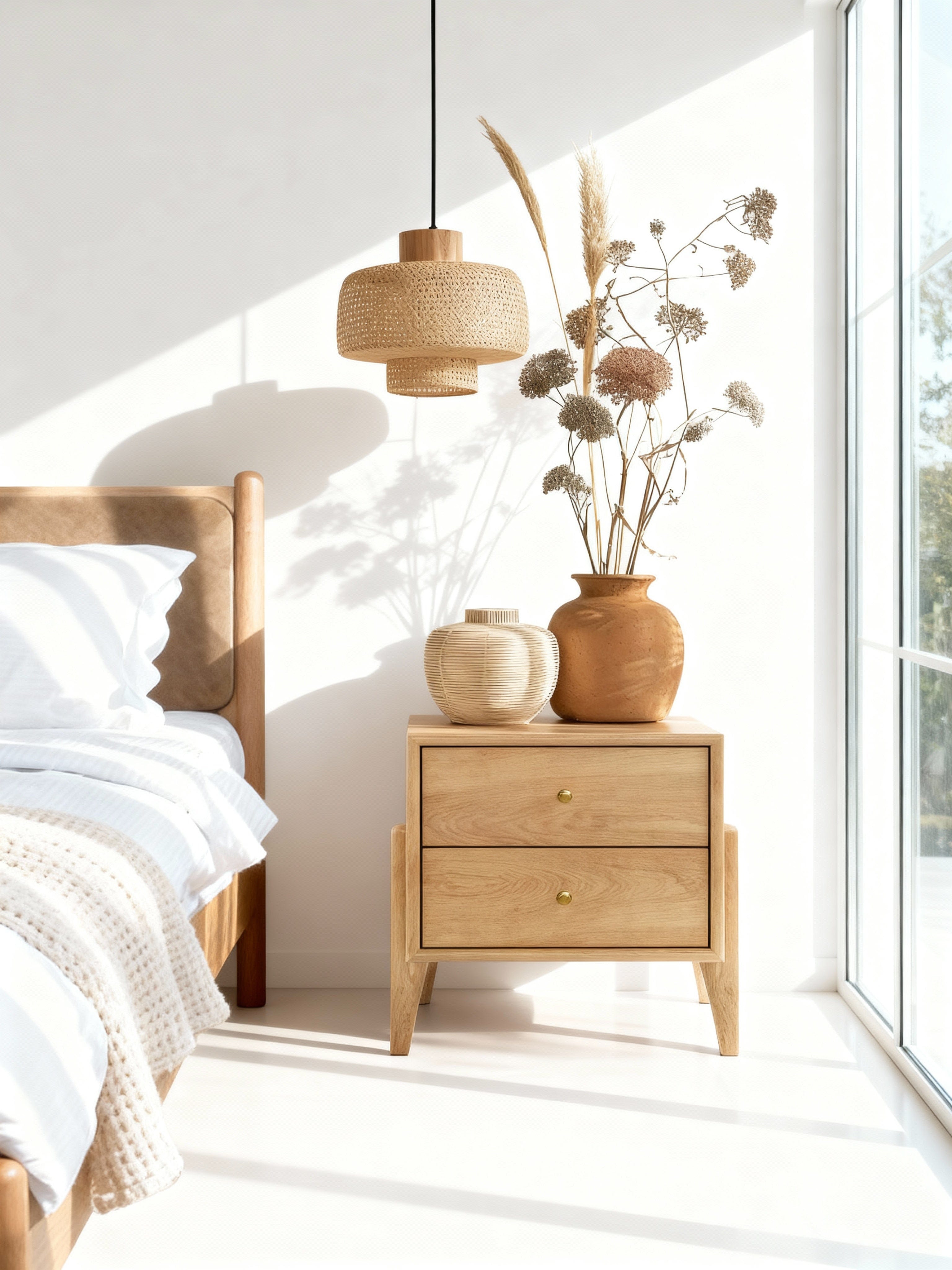 Fil Meşe Komodin 2 Çekmeceli