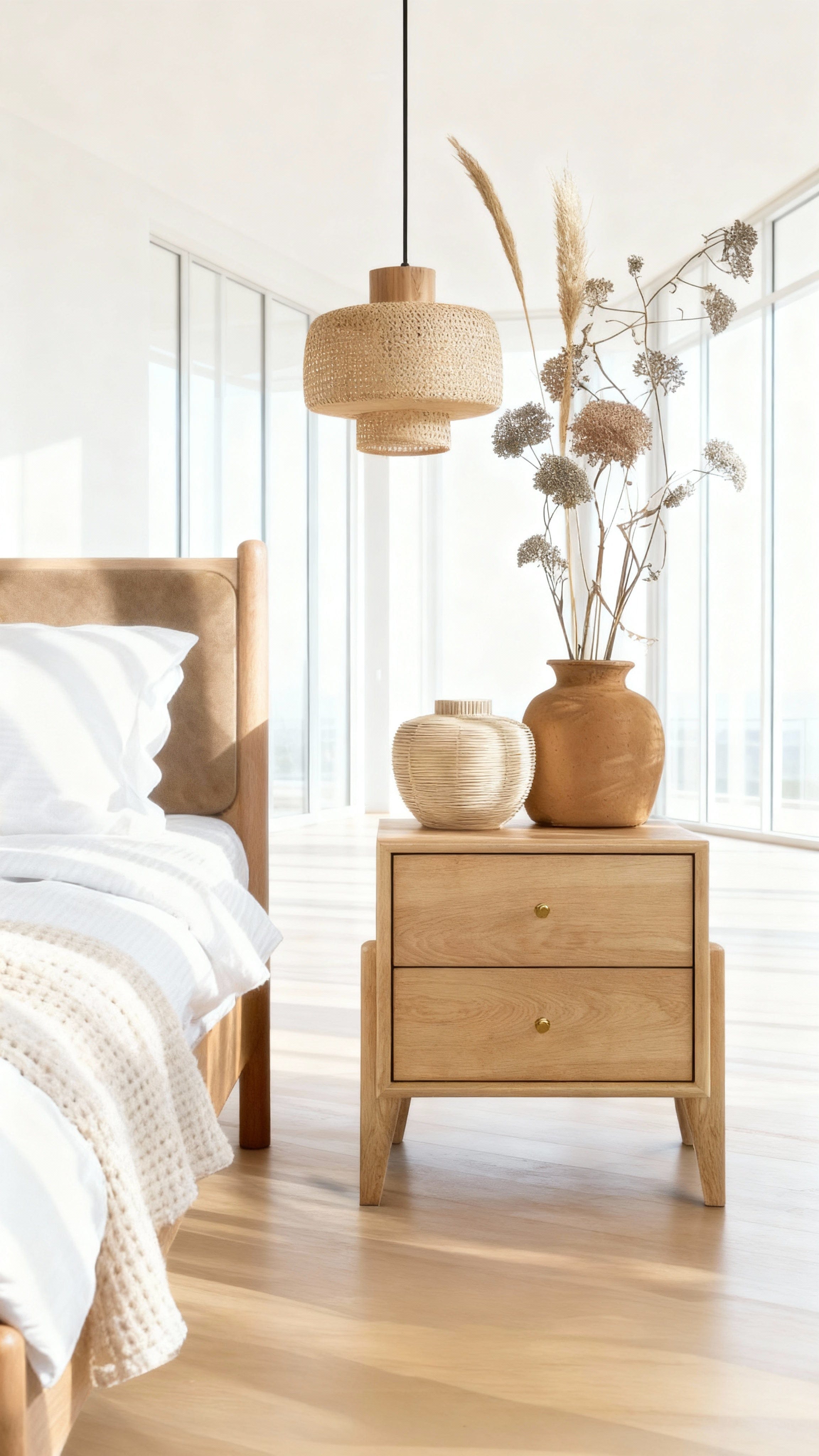 Fil Meşe Komodin 2 Çekmeceli