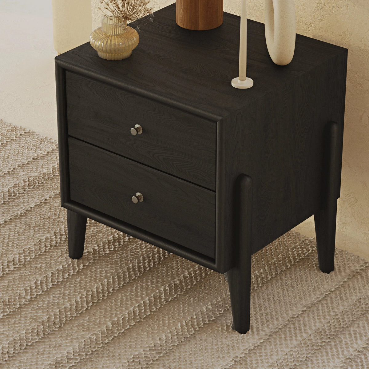 Fil Siyah 2 Çekmeceli Komodin - Siyah