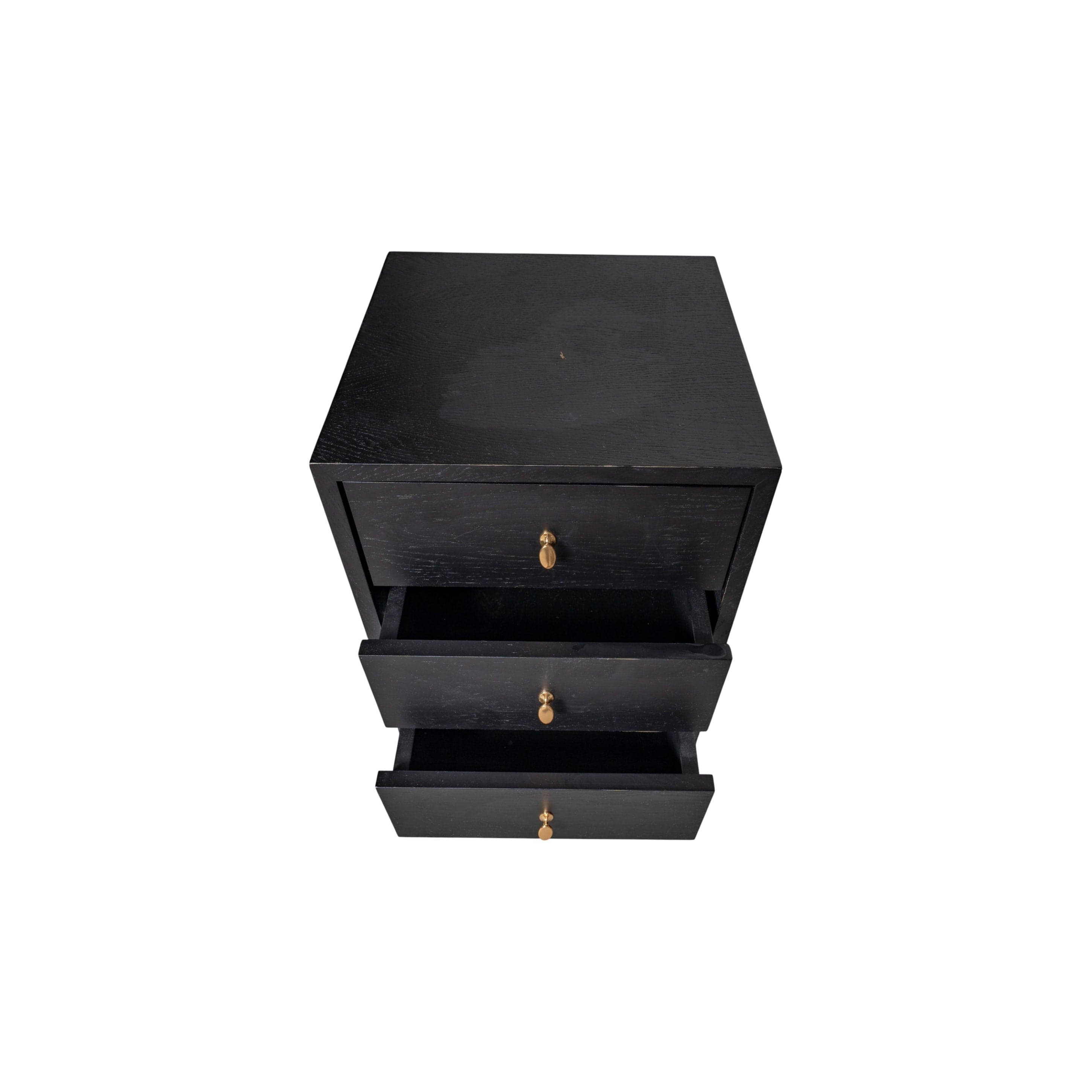 Fil Siyah Komodin 3 Çekmeceli Ahşap 11083