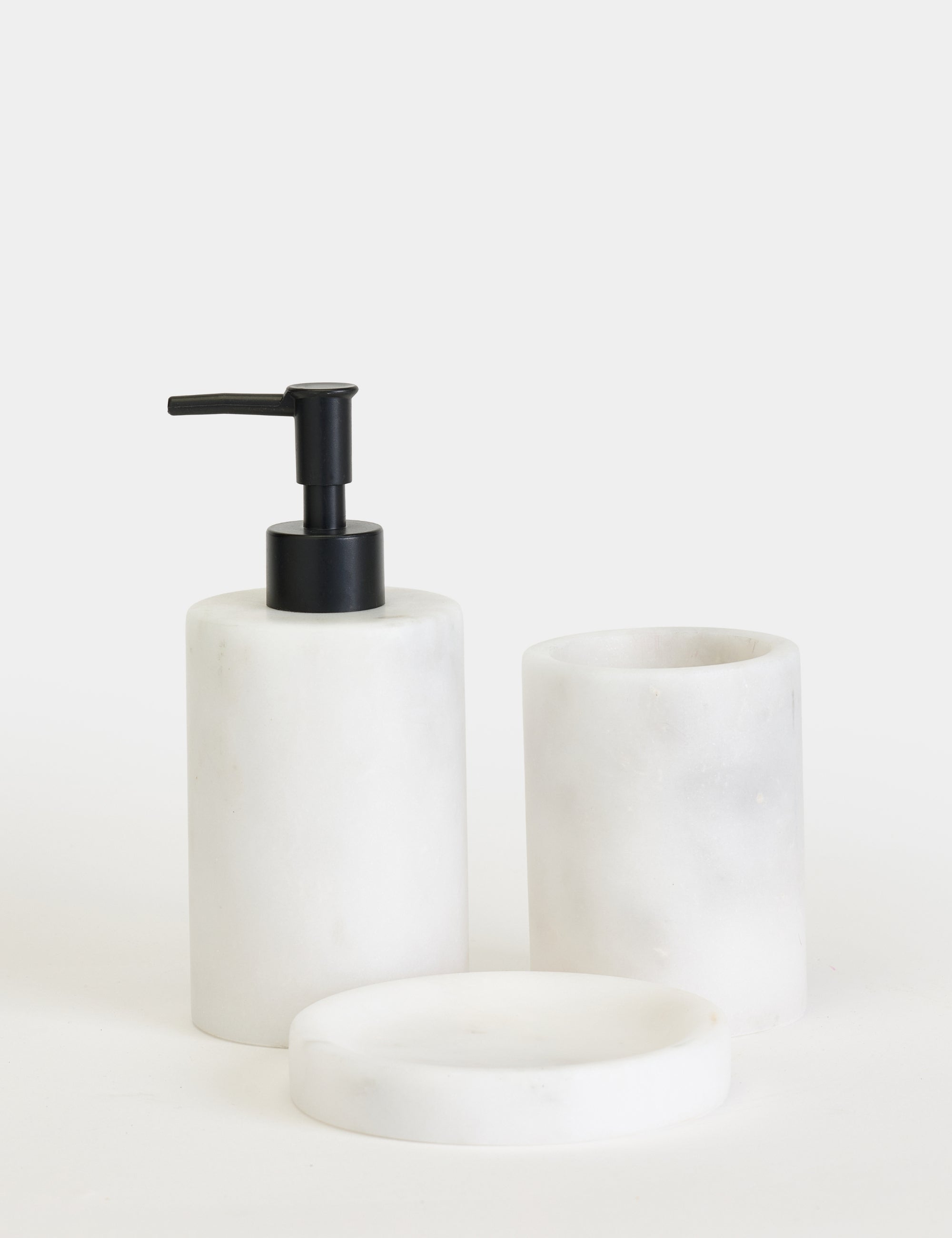Flora Mermer 3'lü Banyo Seti - Siyah