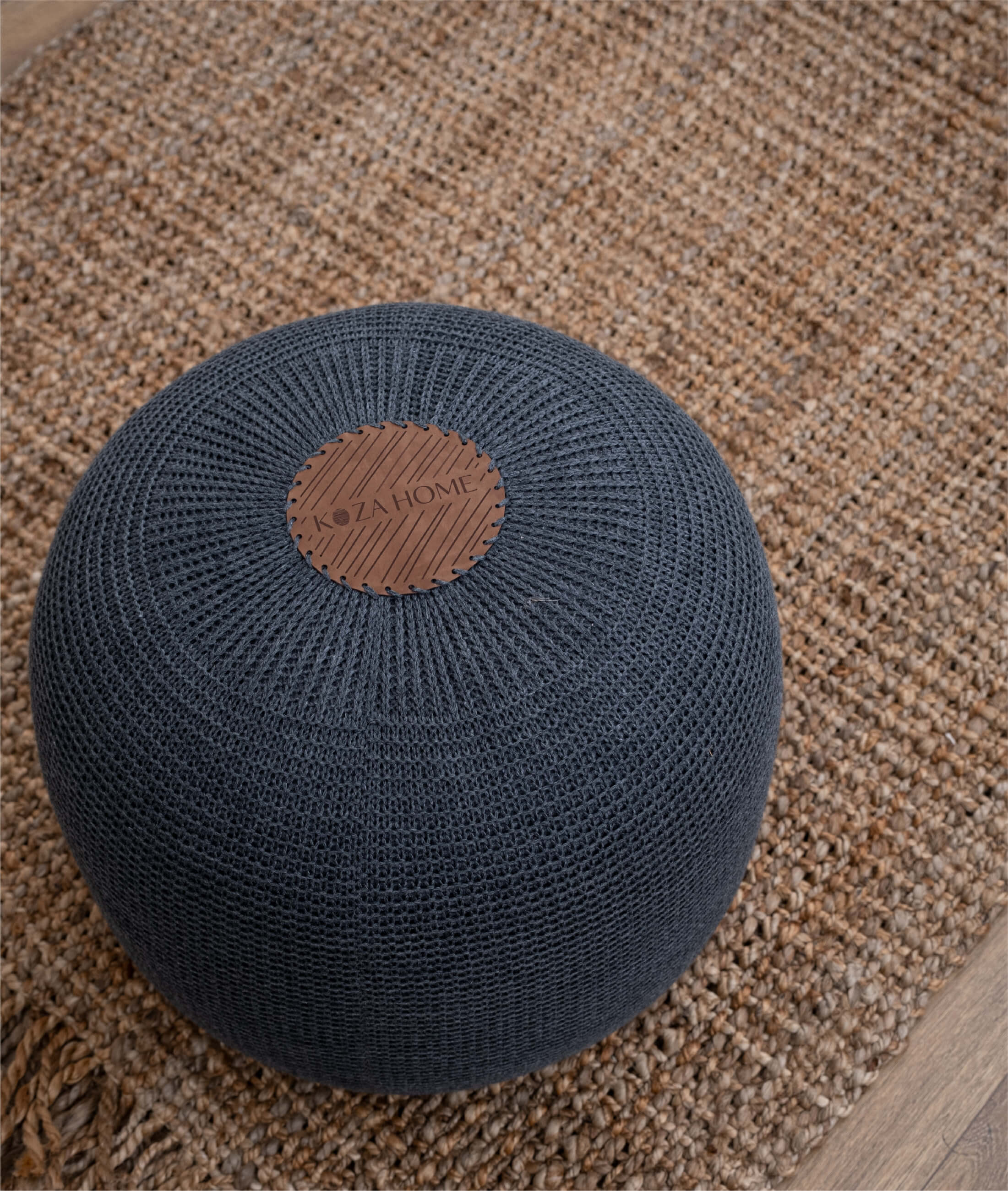 Fluffy Knitted Pouf Anthracite 8008