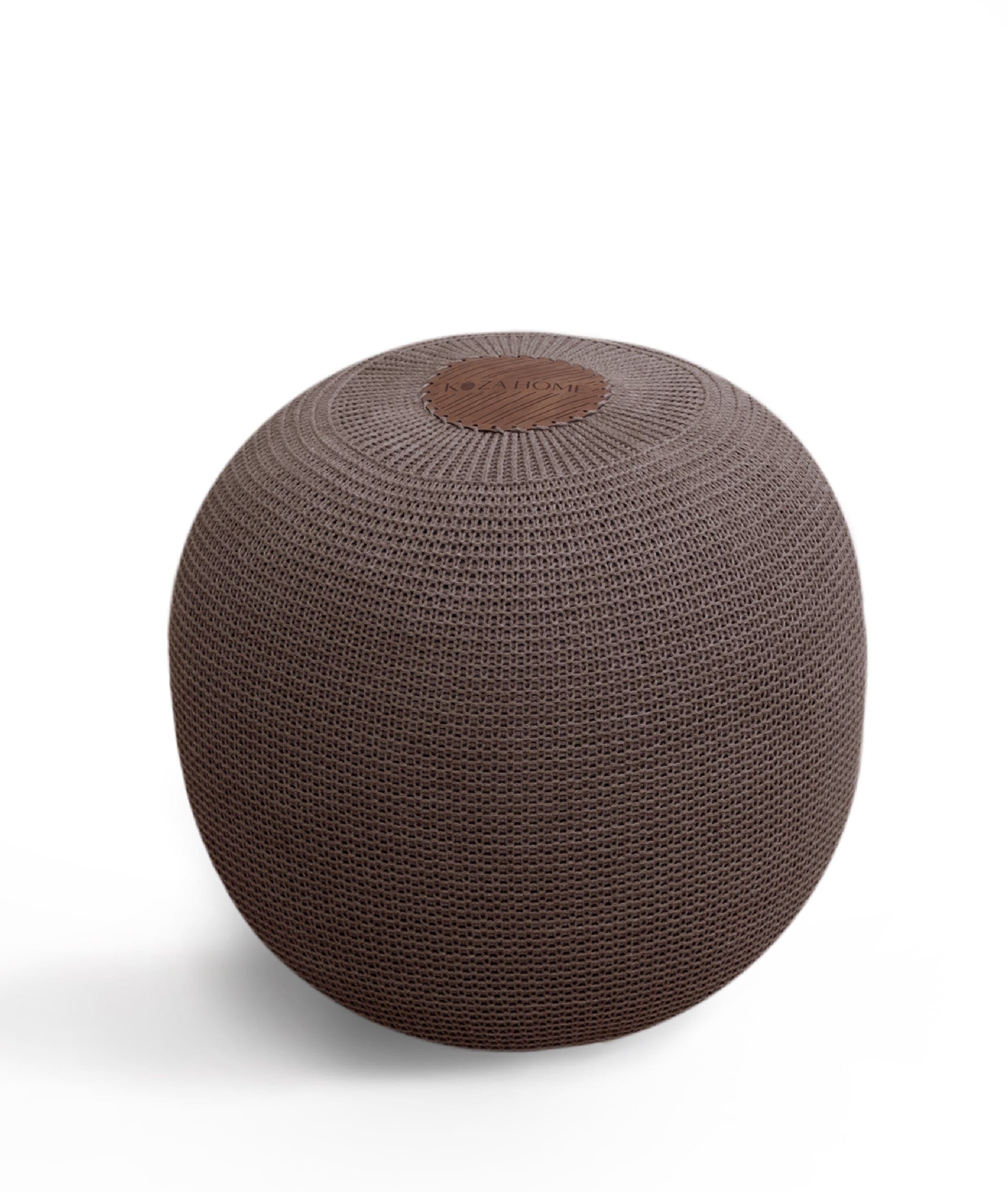 Fluffy Knitted Pouf Brown 8006