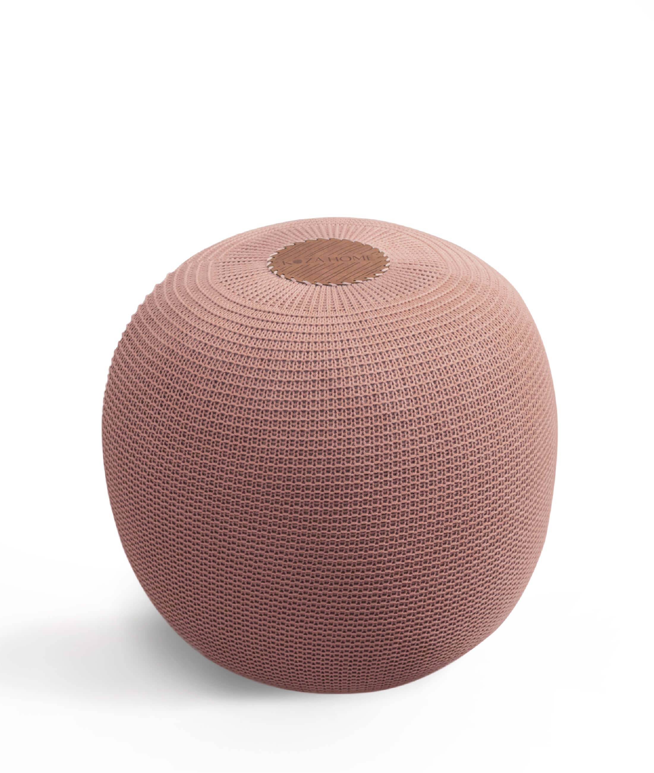 Fluffy Knitted Pouf Salmon 8004