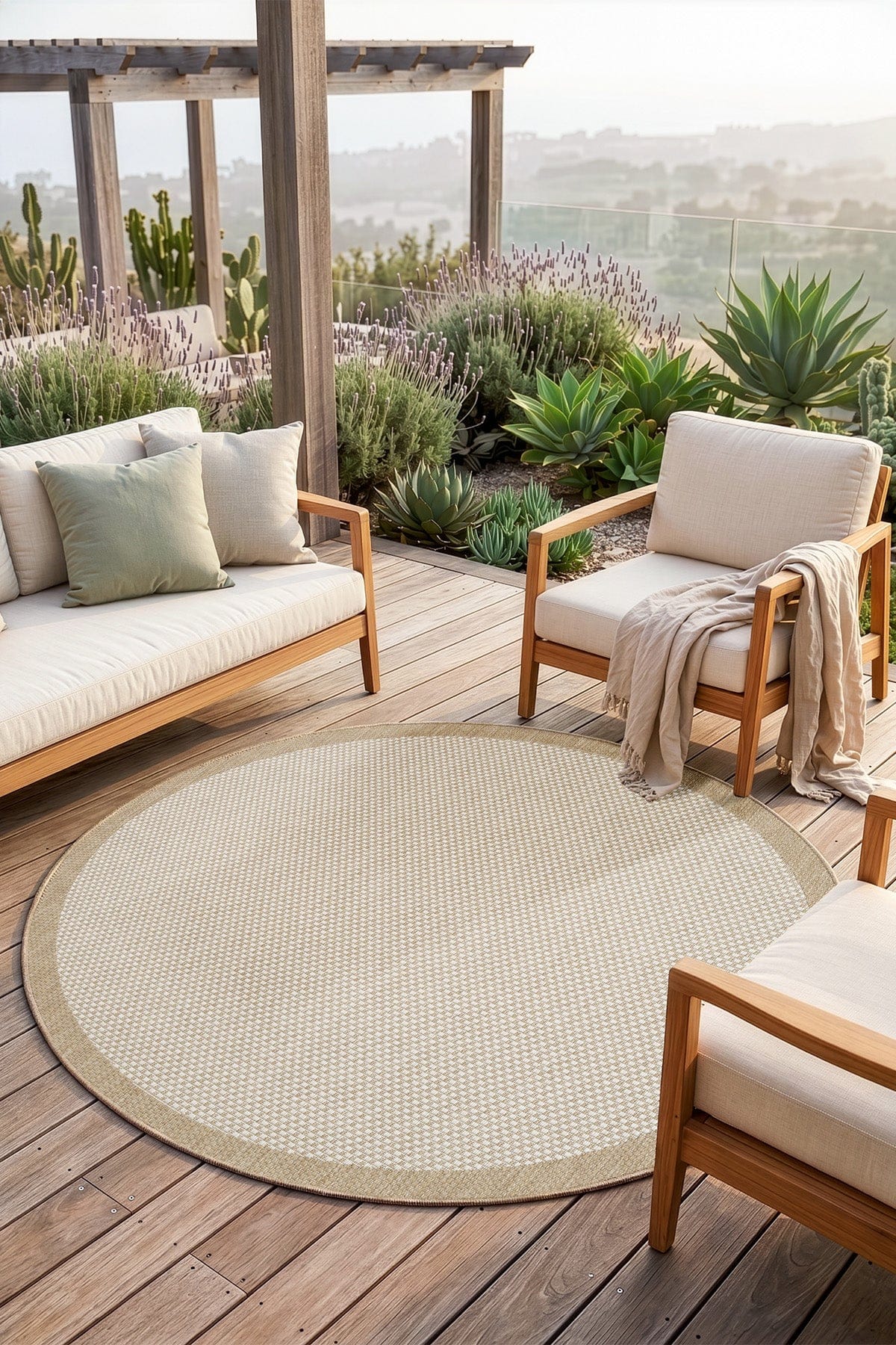 Fresco Ekru Natural Sisal Daire Halı 23745D