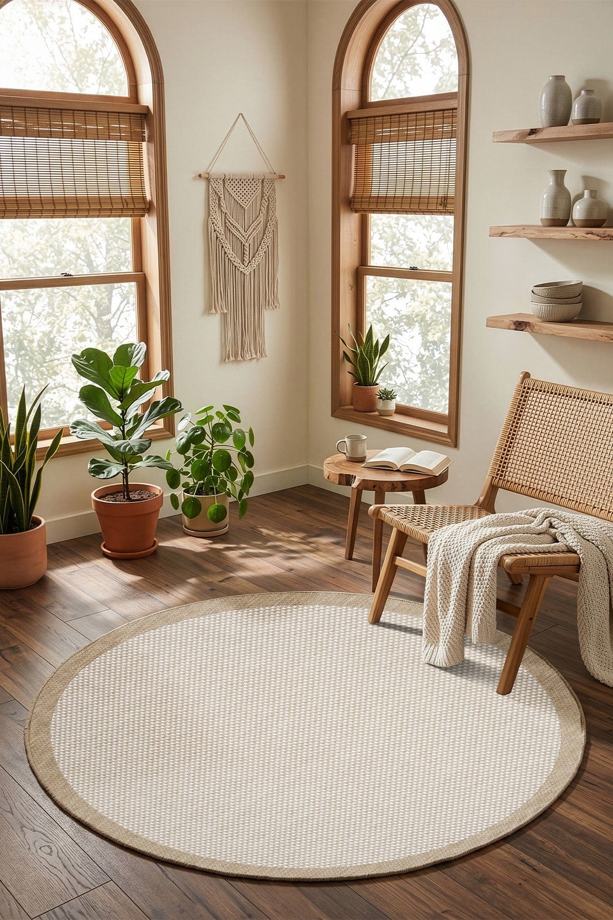 Fresco Ekru Natural Sisal Daire Halı 23745D