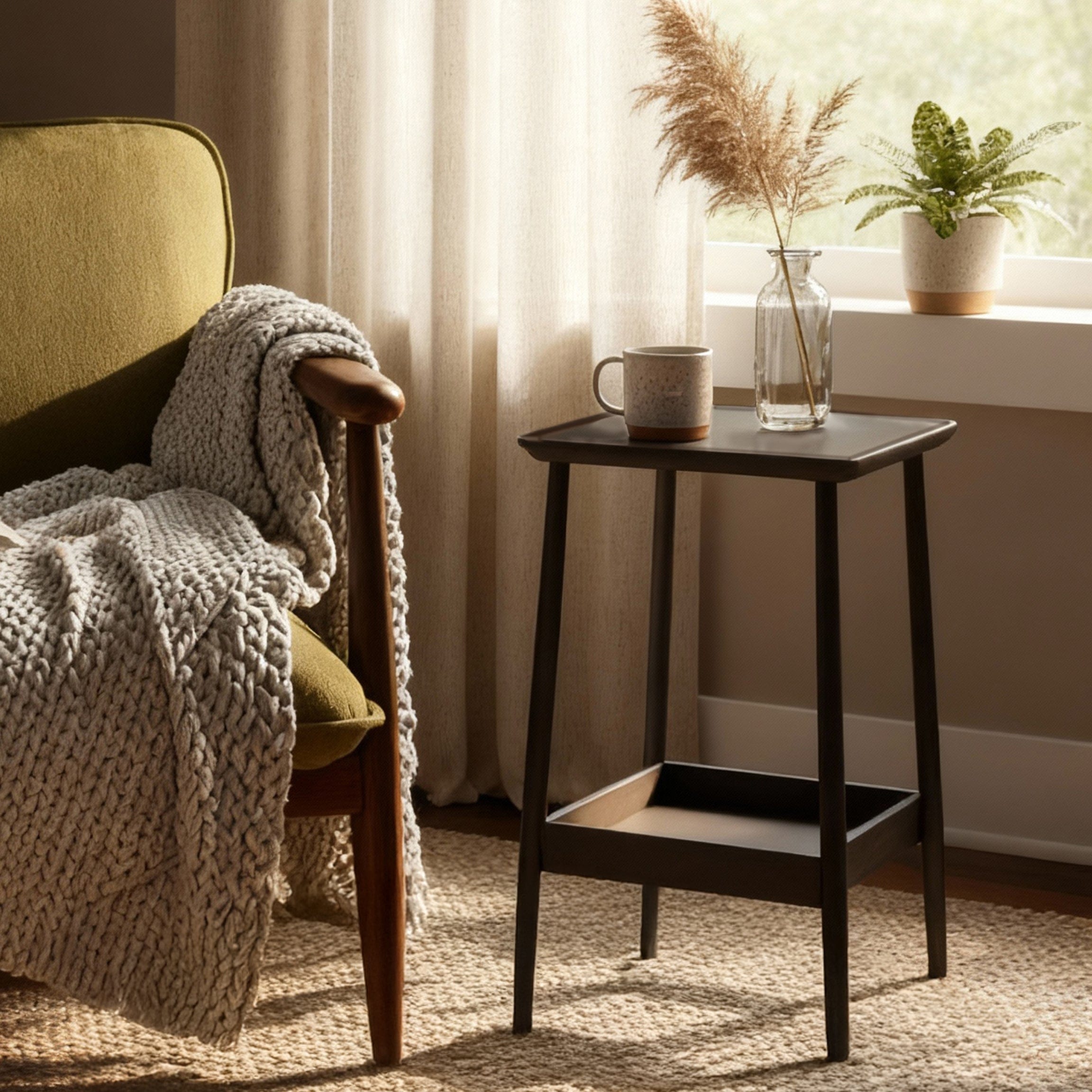 Herb Koyu Meşe Yan Sehpa