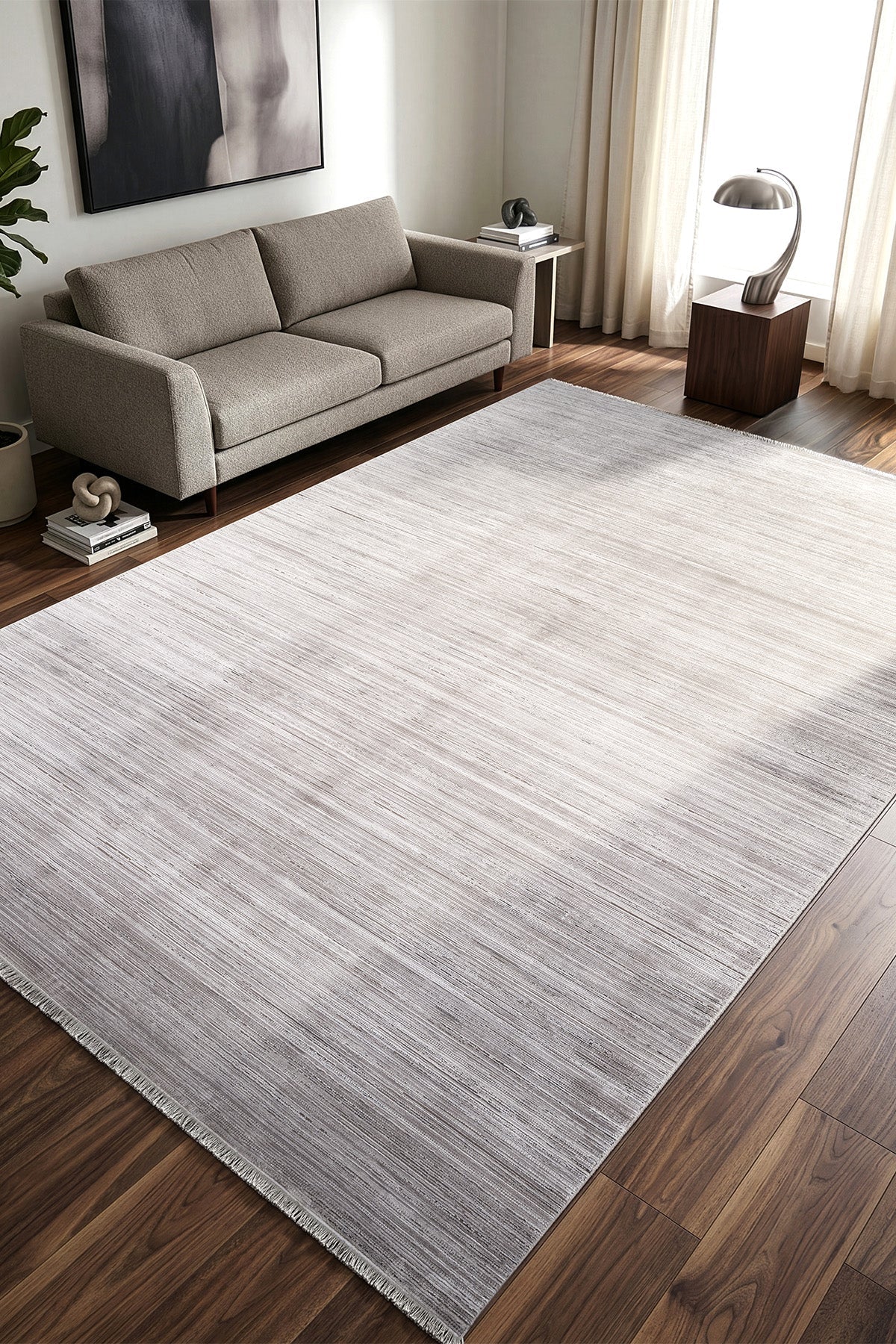Koza Bergama Gri Viskon Salon Halısı A6101C