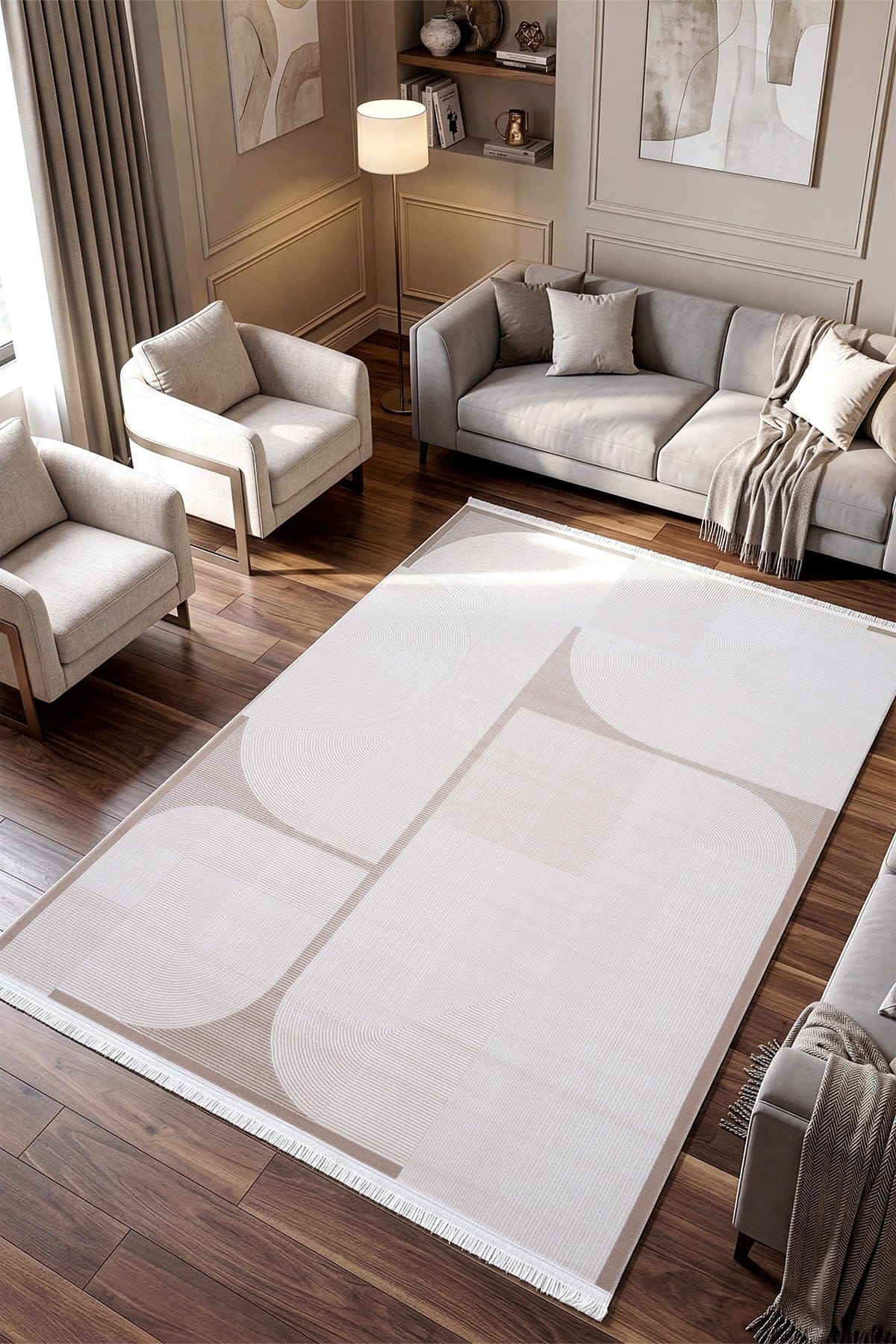 Koza Luna Cream Beige Living Room Rug A2700B