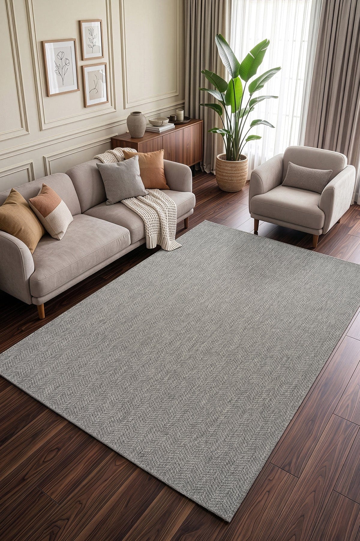 Koza Hayad Origine Grey Living Room Rug B3672E