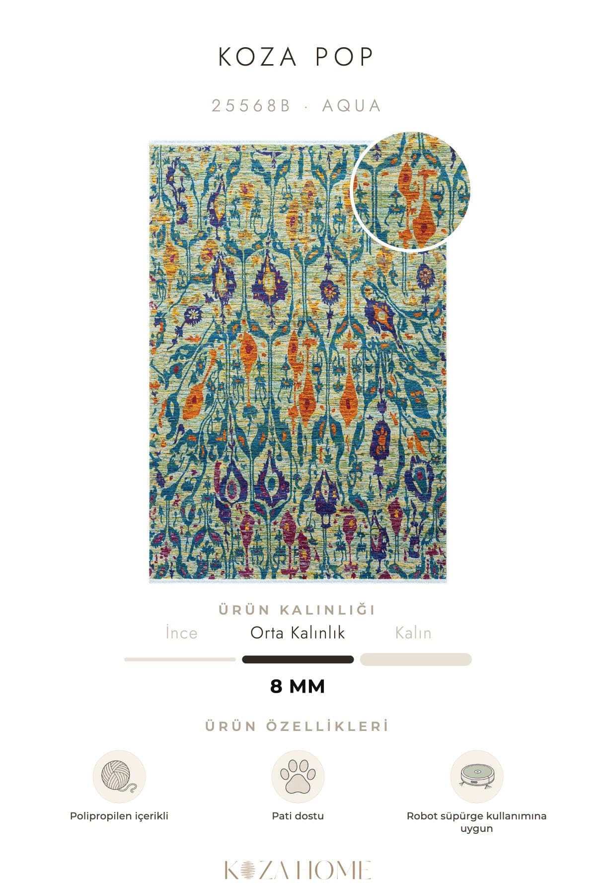 Koza Pop Aqua Halı 25568B