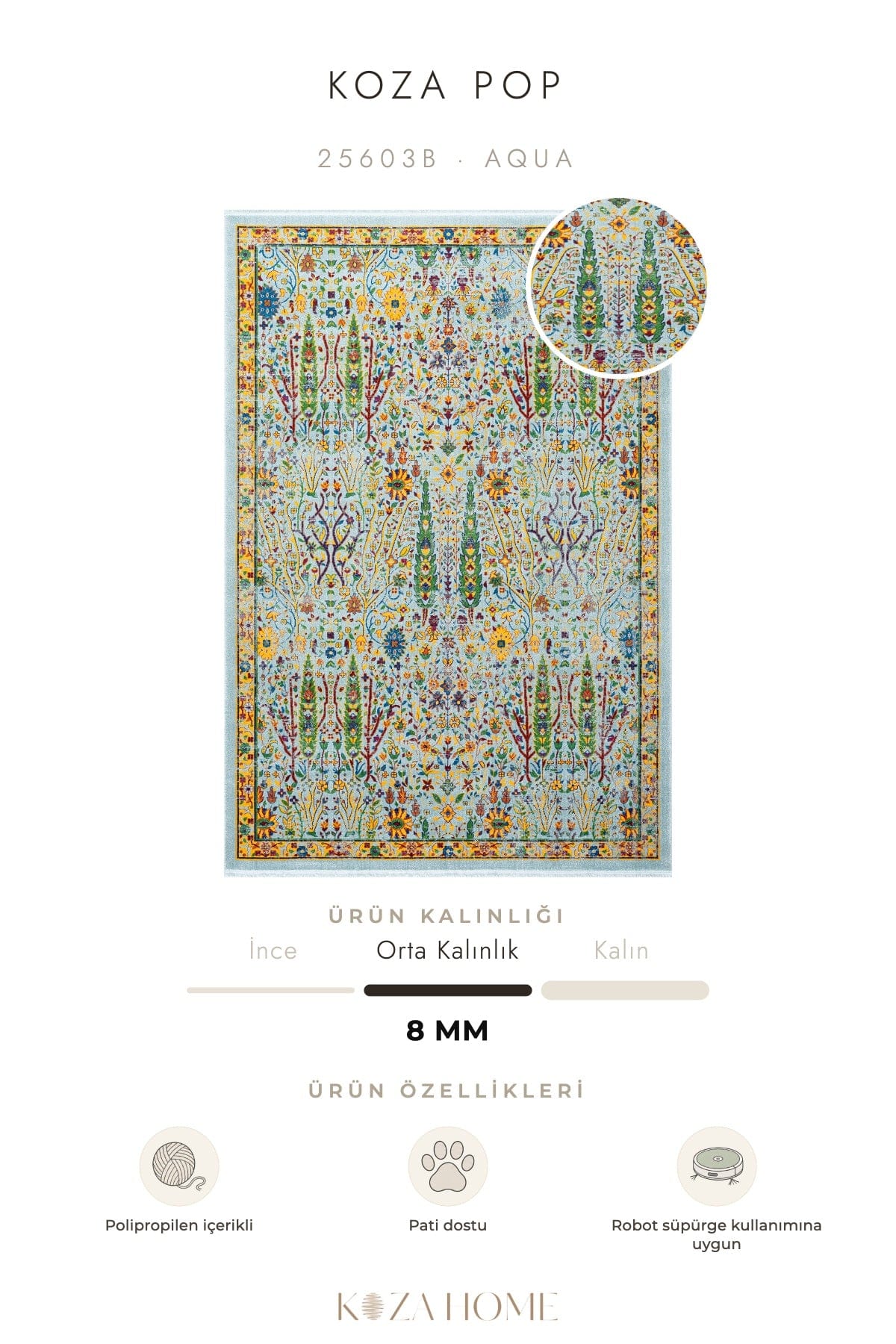 Koza Pop Aqua Halı 25603B
