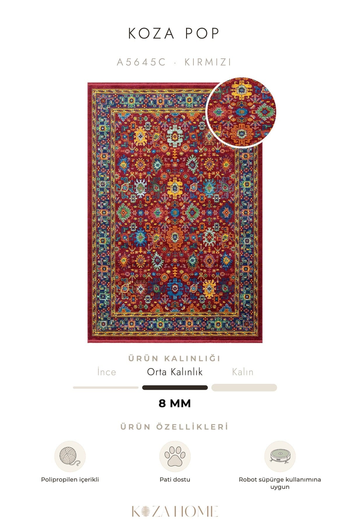 Koza Pop Kırmızı Halı A5645C