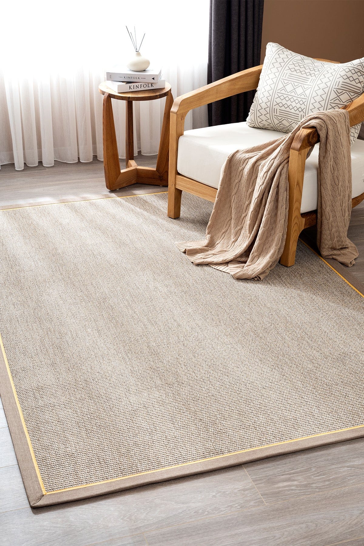 Koza Premium Sahara Bordure Bej-Bordür Vizon Sarı Sisal Halı B3610D