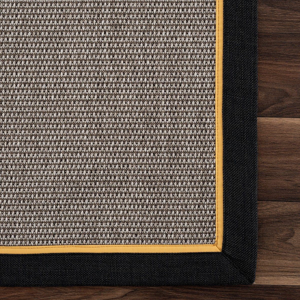 Koza Premium Sahara Bordure Gri-Bordür Siyah Sarı Sisal Halı B3610K