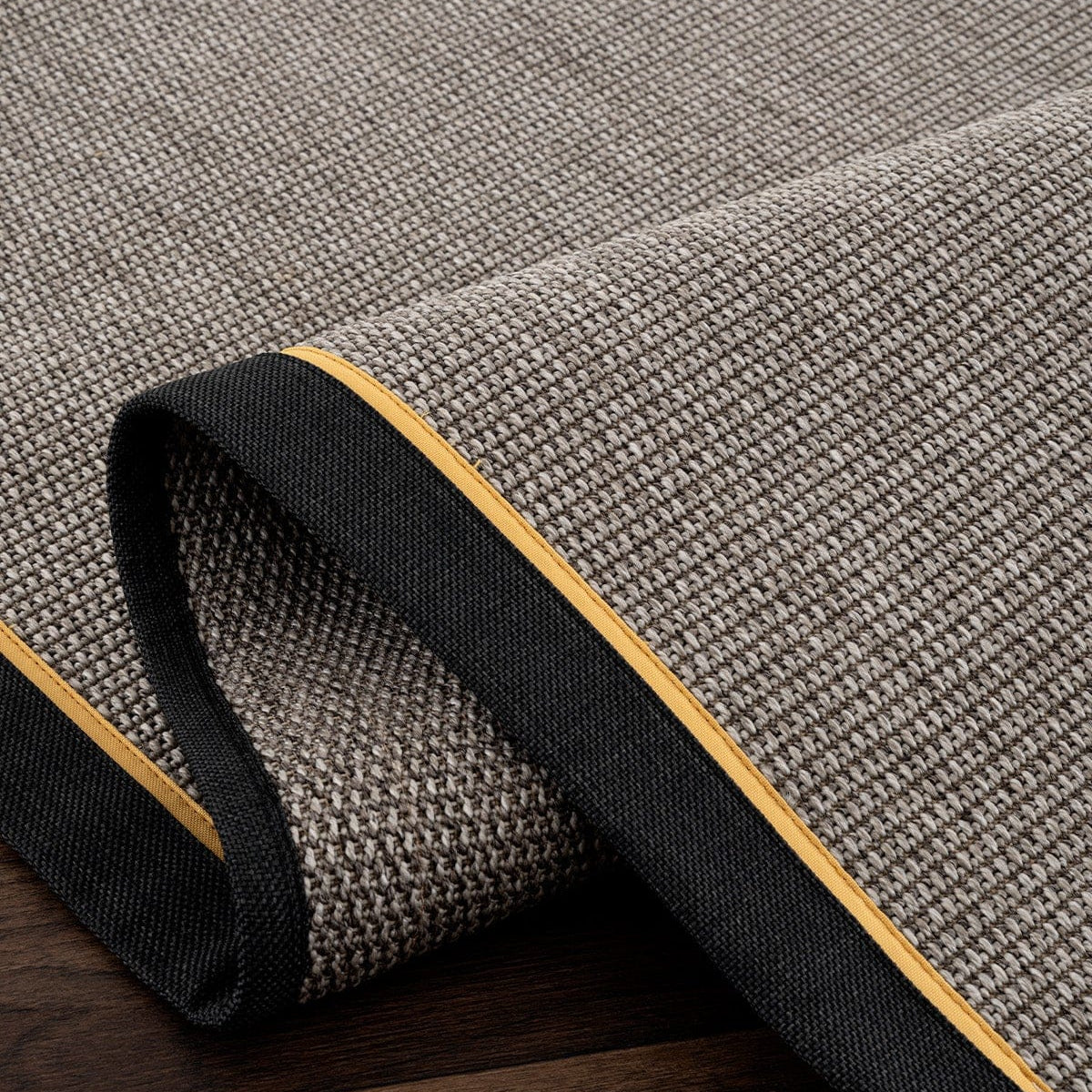 Koza Premium Sahara Bordure Gri-Bordür Siyah Sarı Sisal Halı B3610K