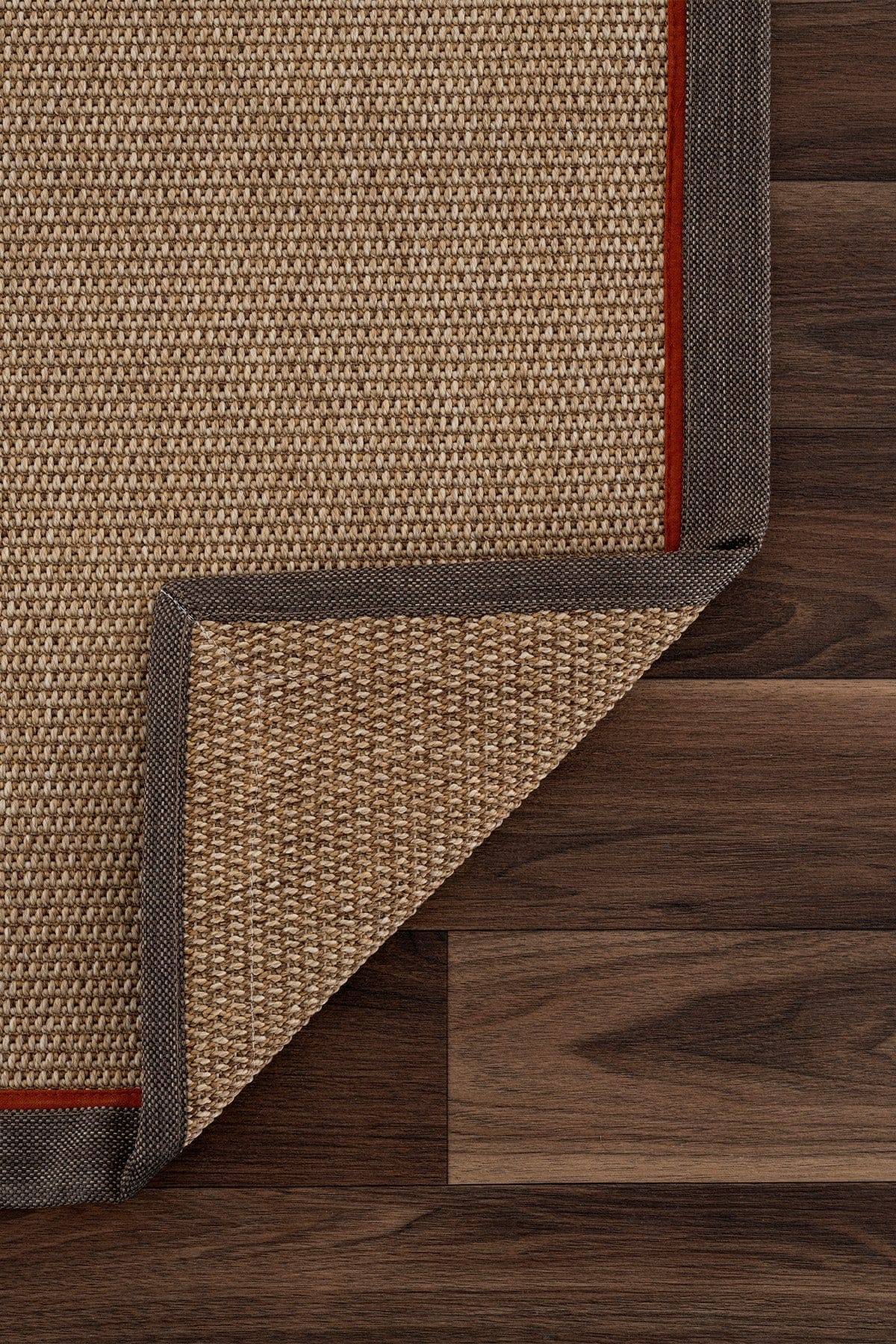 Koza Premium Sahara Natural-Border Coffee Orange Sisal Rug B3610B