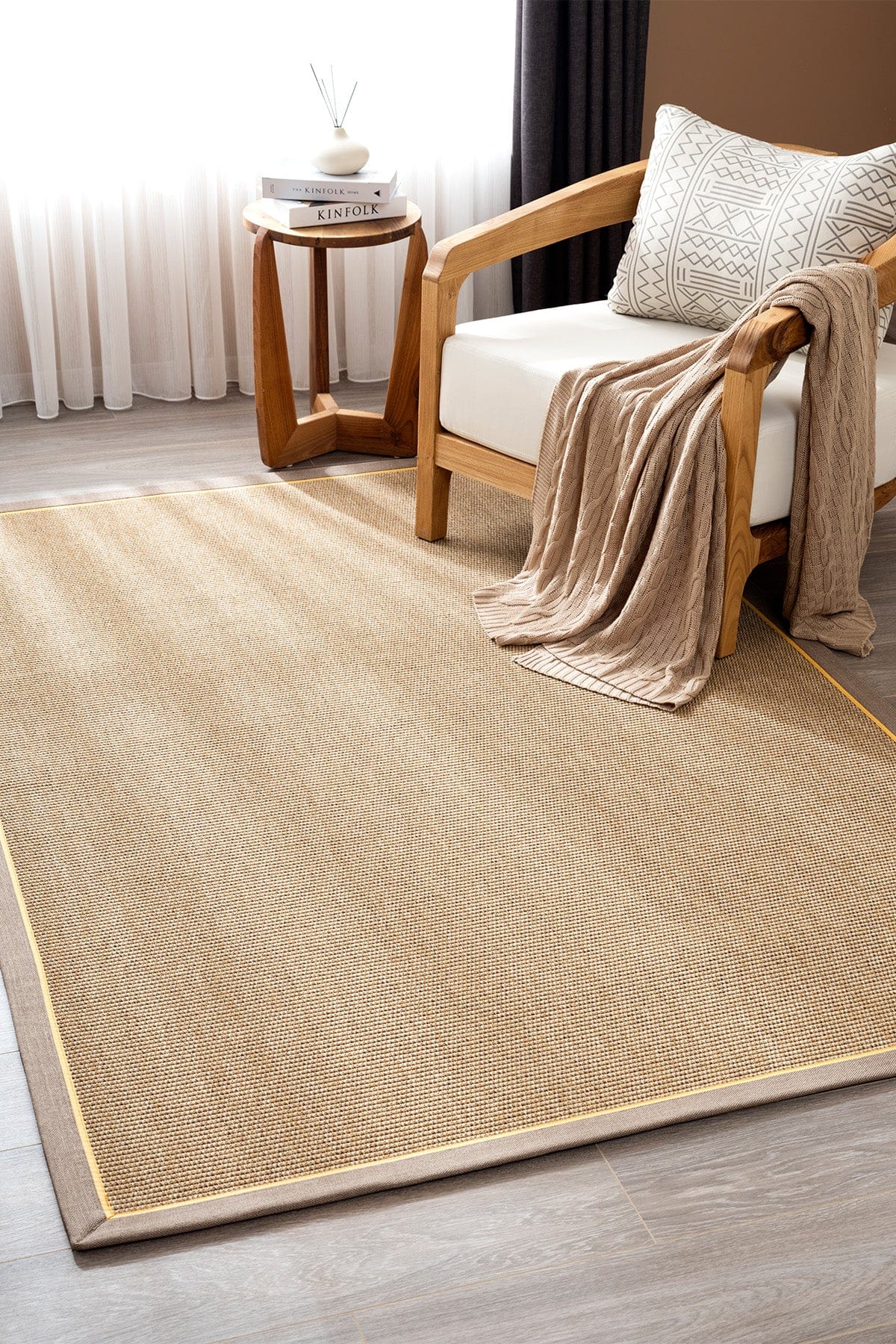 Koza Premium Sahara Bordure Natural-Bordür Vizon Sarı Sisal Halı B3610C