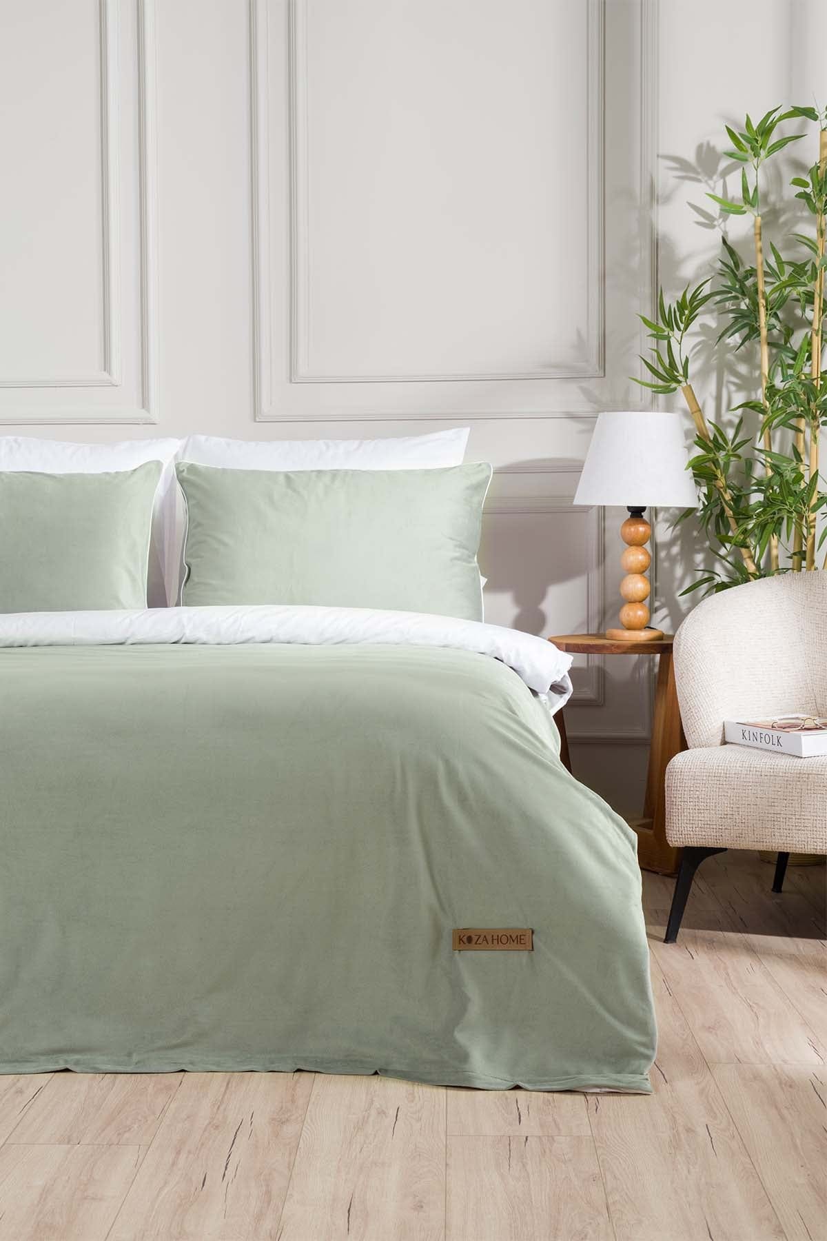 Linda Green Velvet Double Duvet Cover Set 200x220 5009