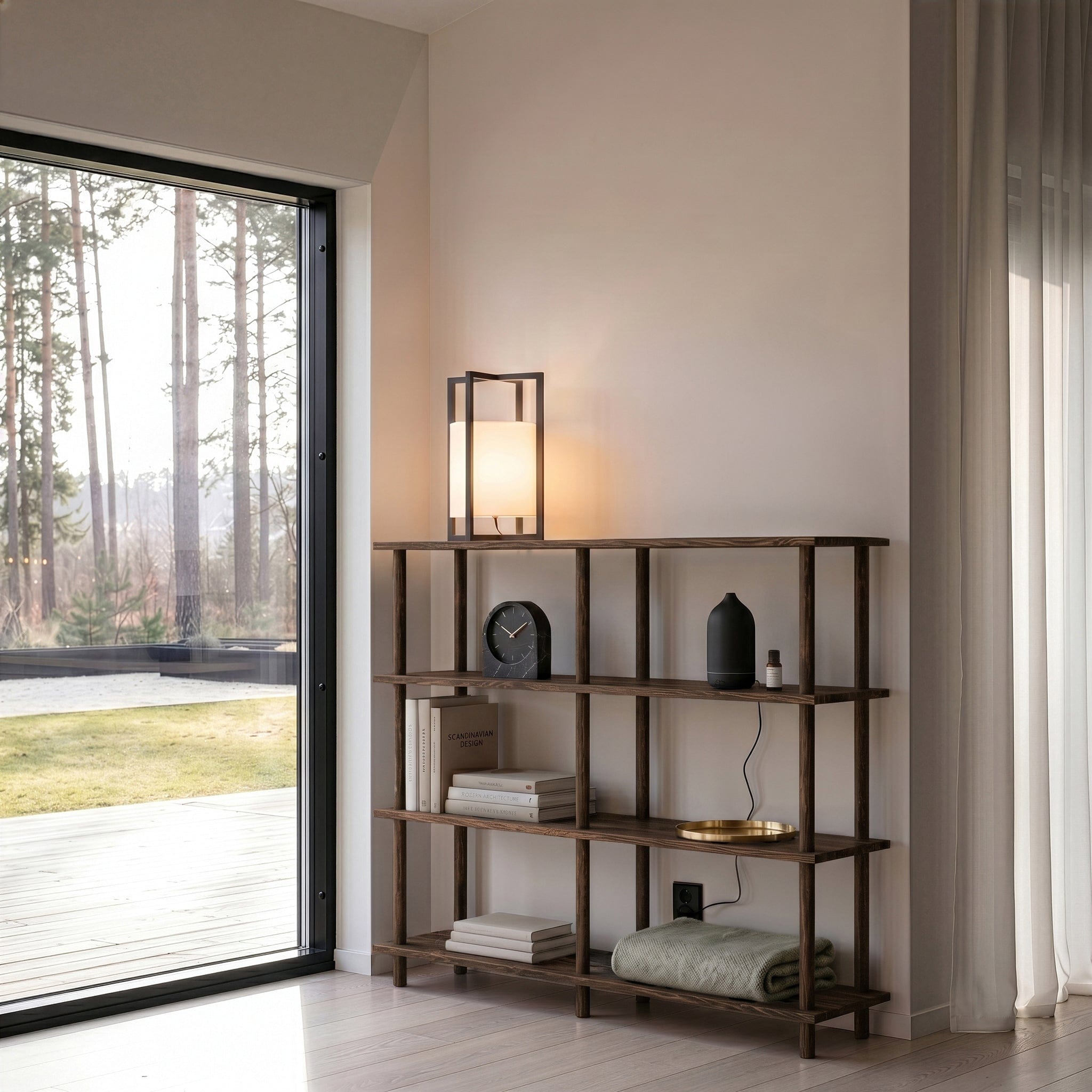 Solid Wood 4-Shelf Bookcase