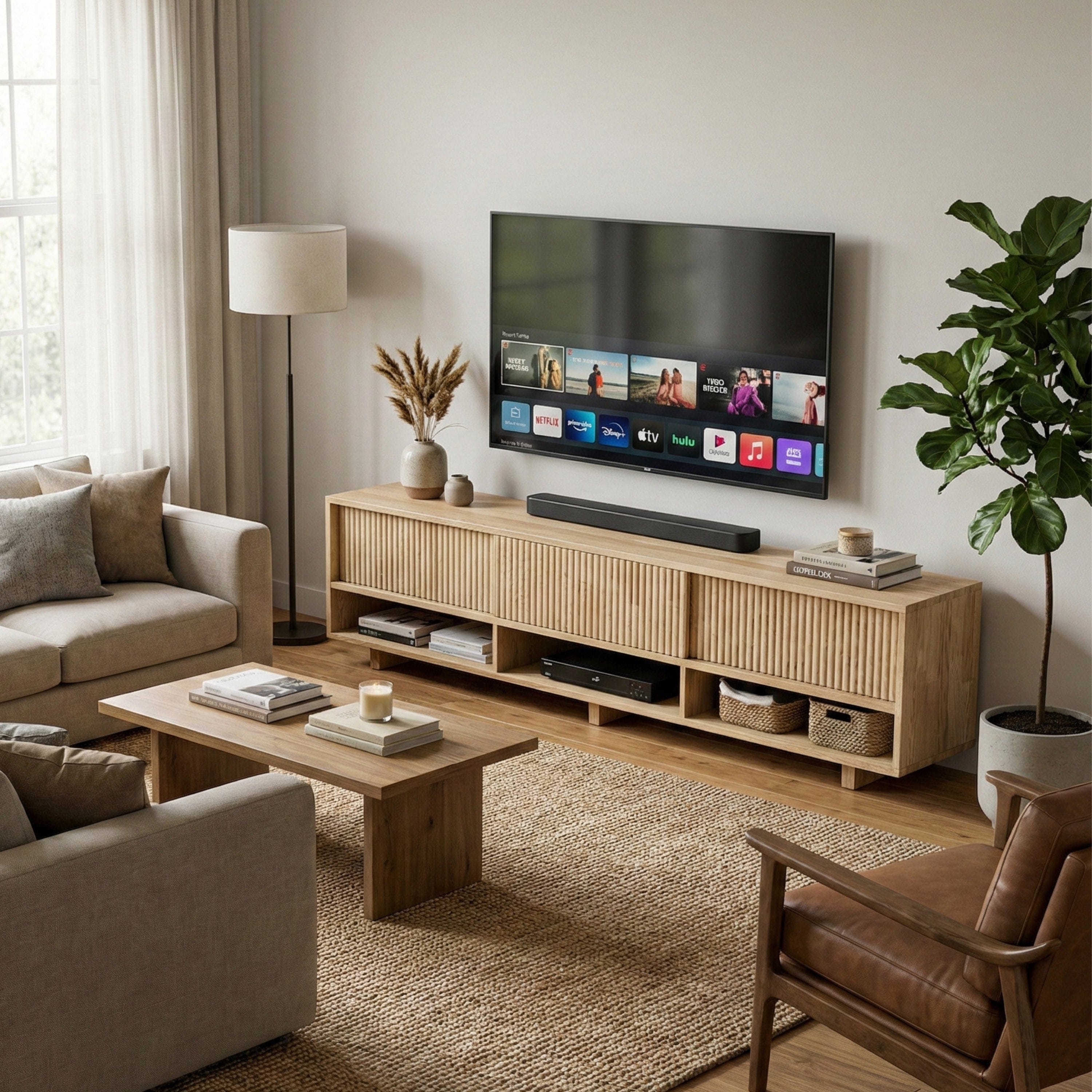 Masif Ahşap Açık Bölmeli Tv Ünitesi