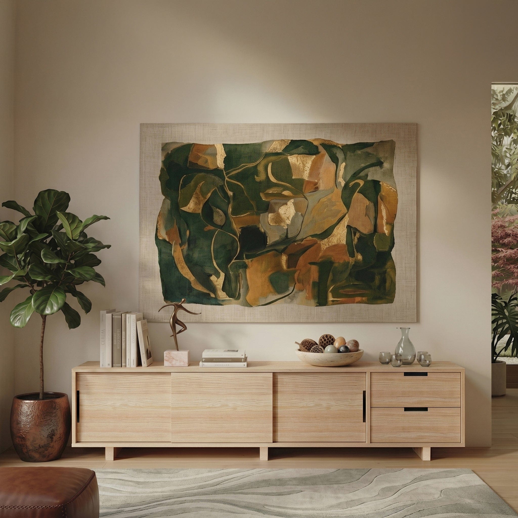 Solid Wood TV Unit with Drawers