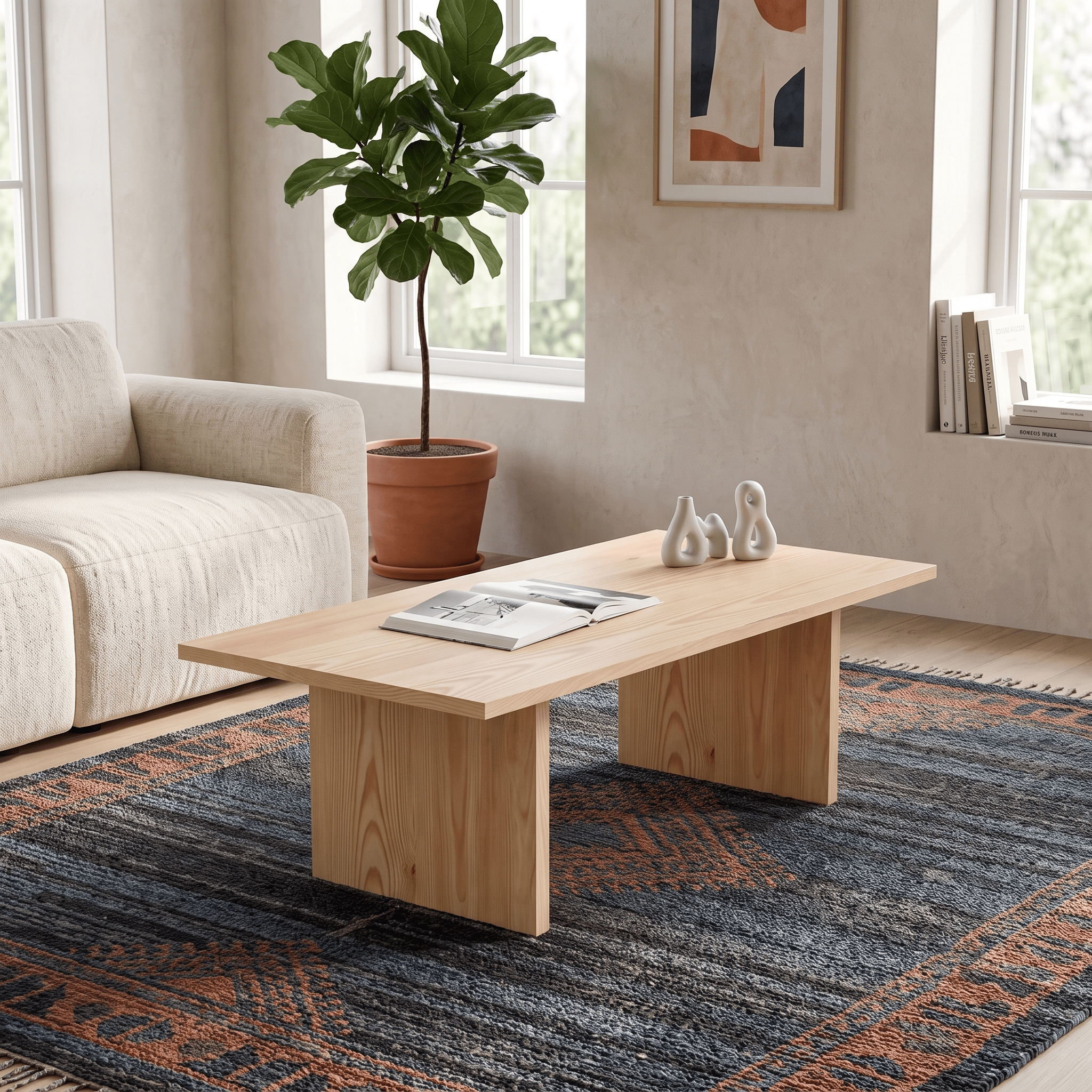 Masif Ahşap Minimalist Orta Sehpa