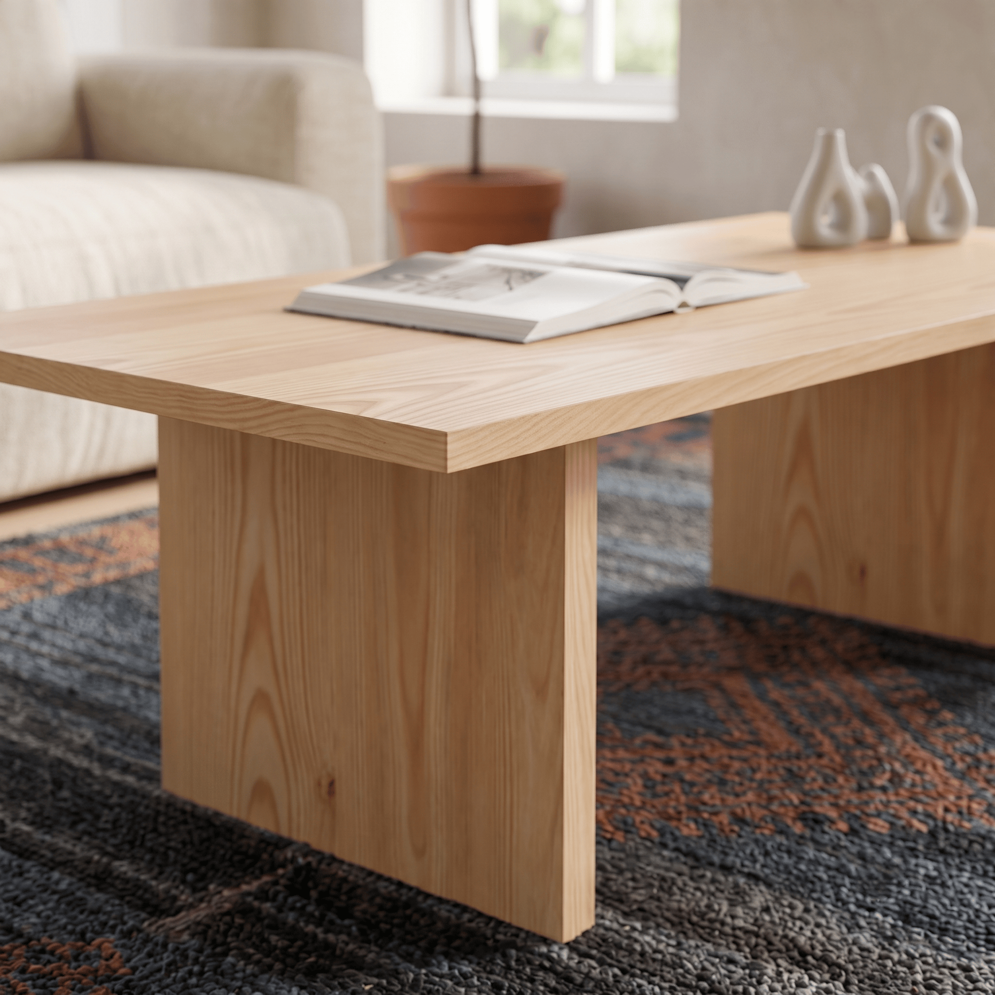 Masif Ahşap Minimalist Orta Sehpa