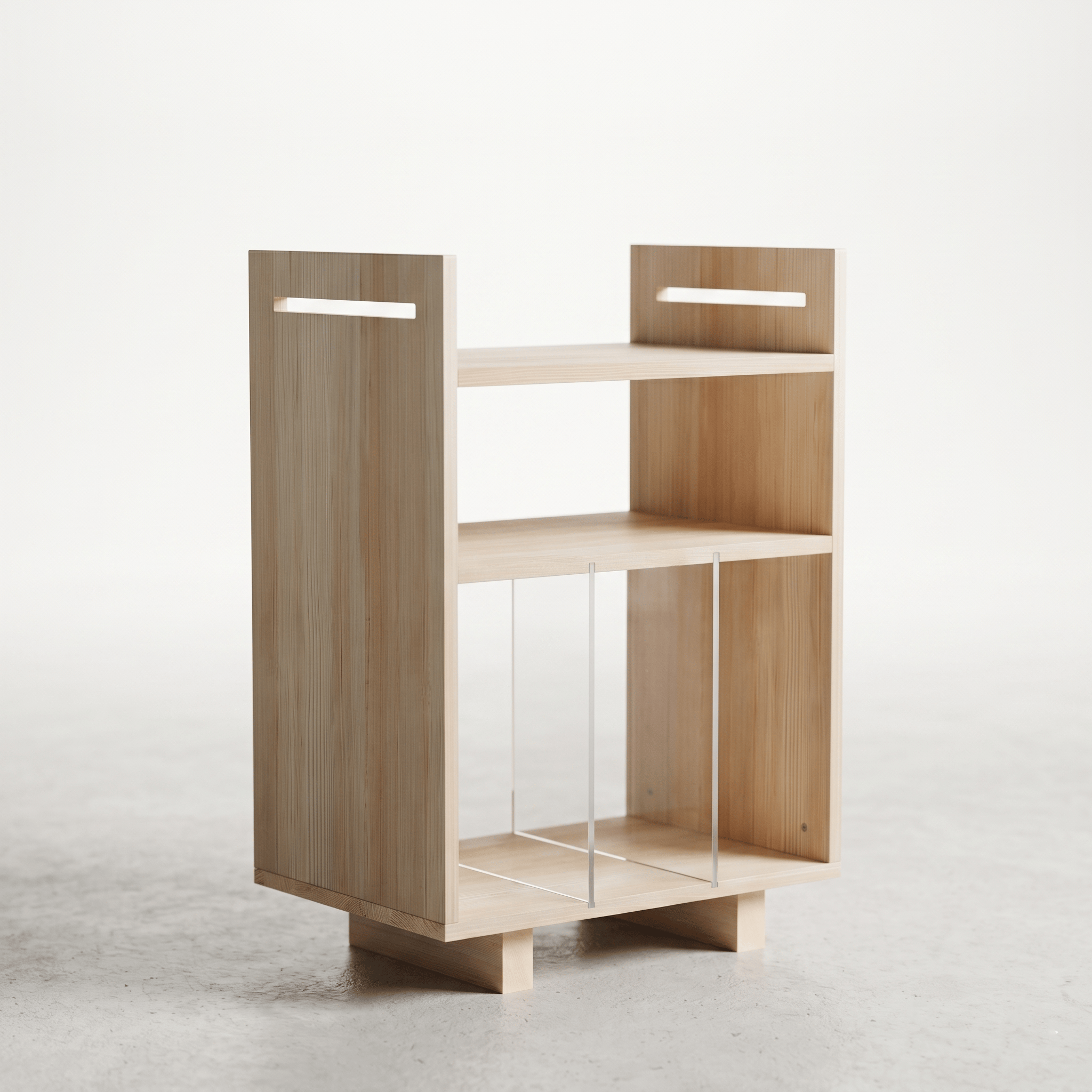Solid Wood Slab & Turntable Storage Unit