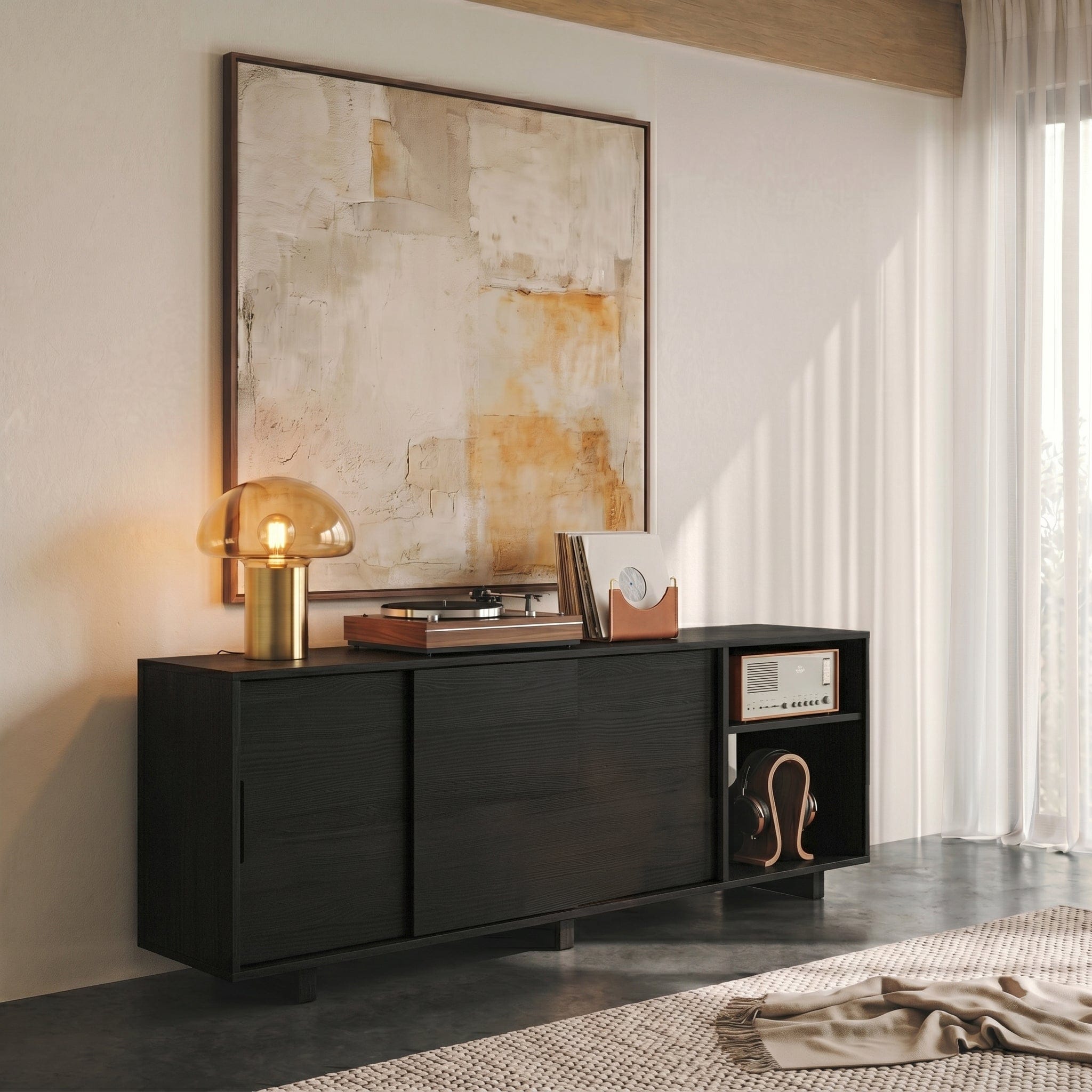 Solid Wood Semi-Open Buffet