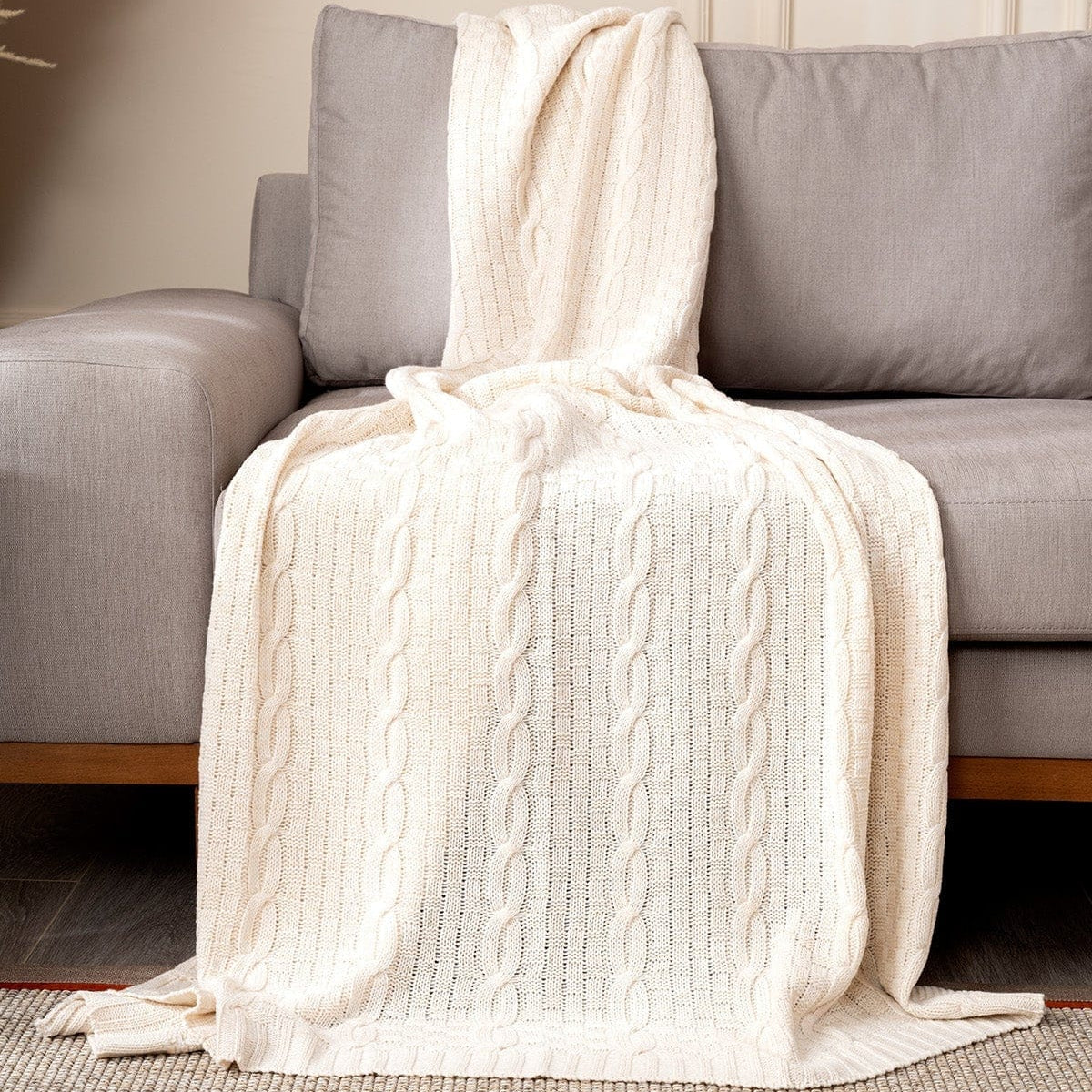 Mendi Ekru Akrilik Throw Tv Battaniyesi 130X170 2531