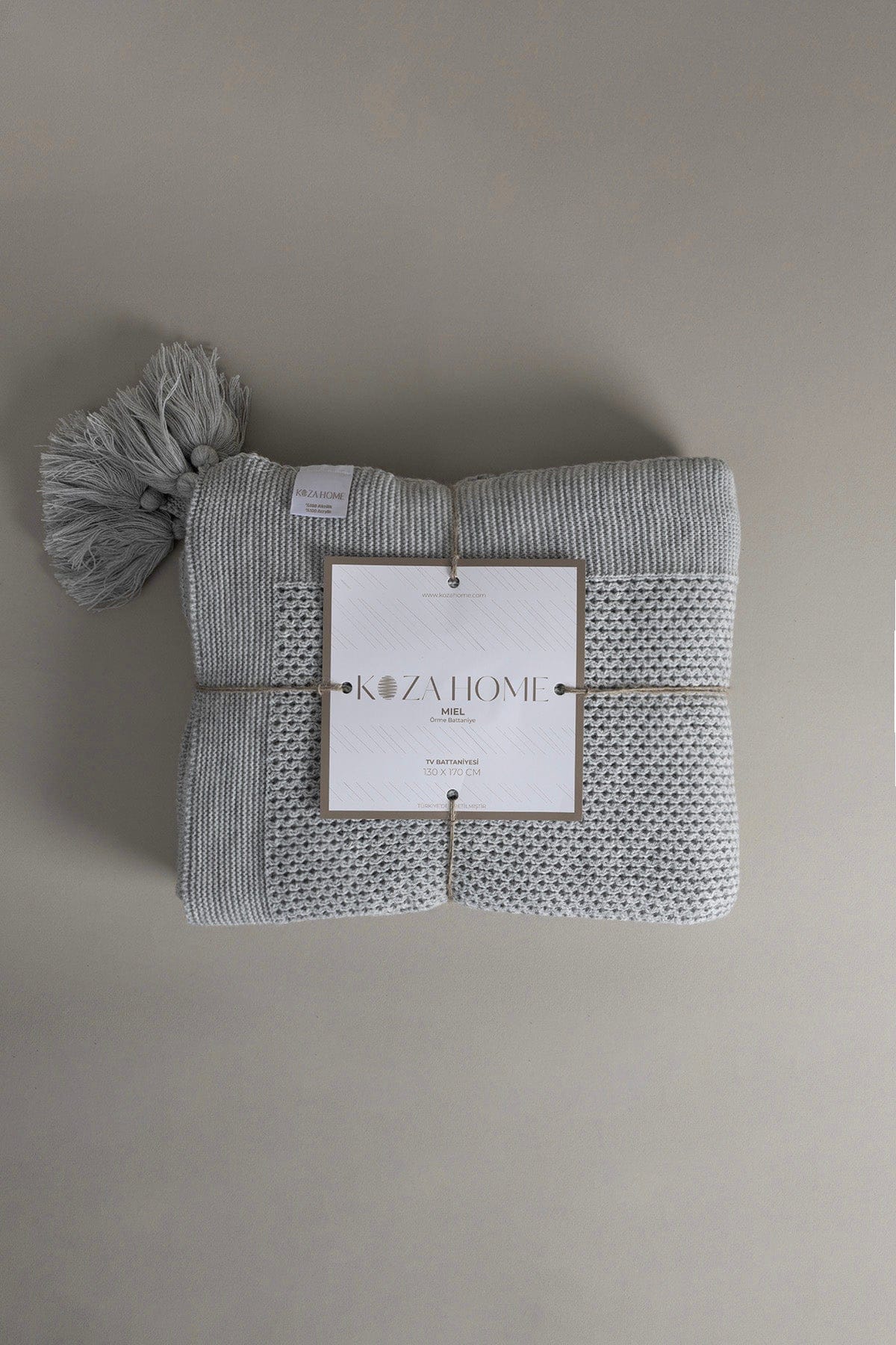 Miel Gri Kenarı Ponponlu Tv Battaniyesi 130x170 37107