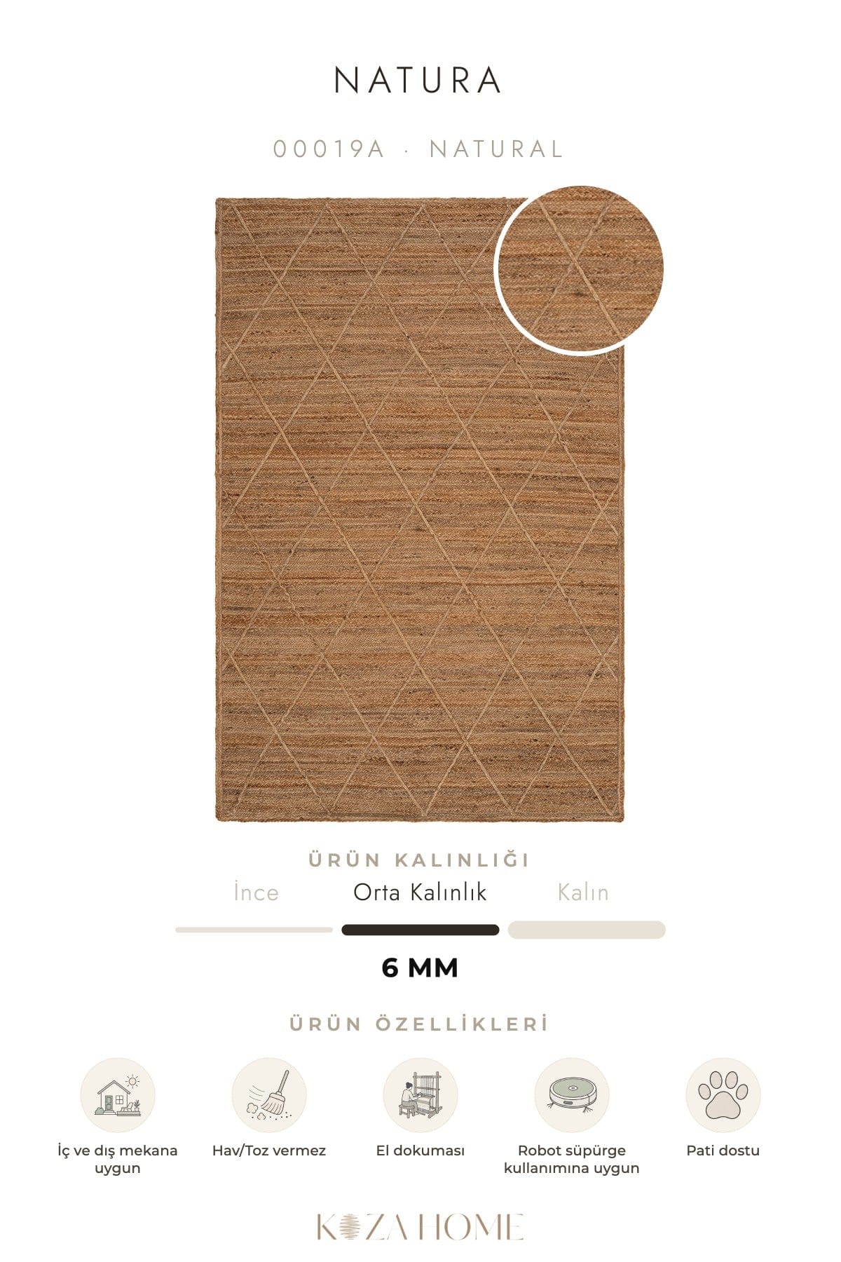 Natura Natural Jute Rug 00019A