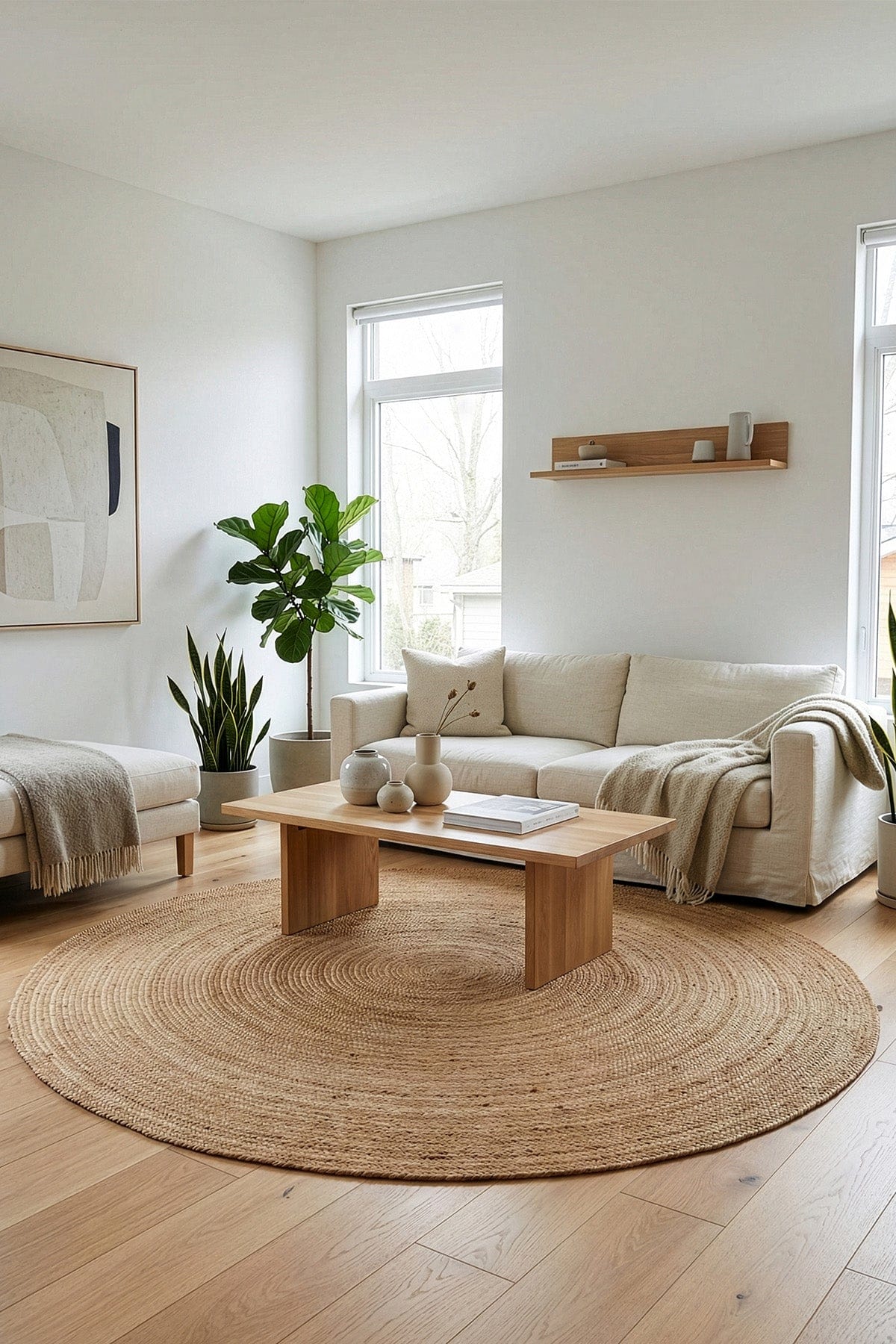 Natura Natural Jüt Yuvarlak Halı 00023A