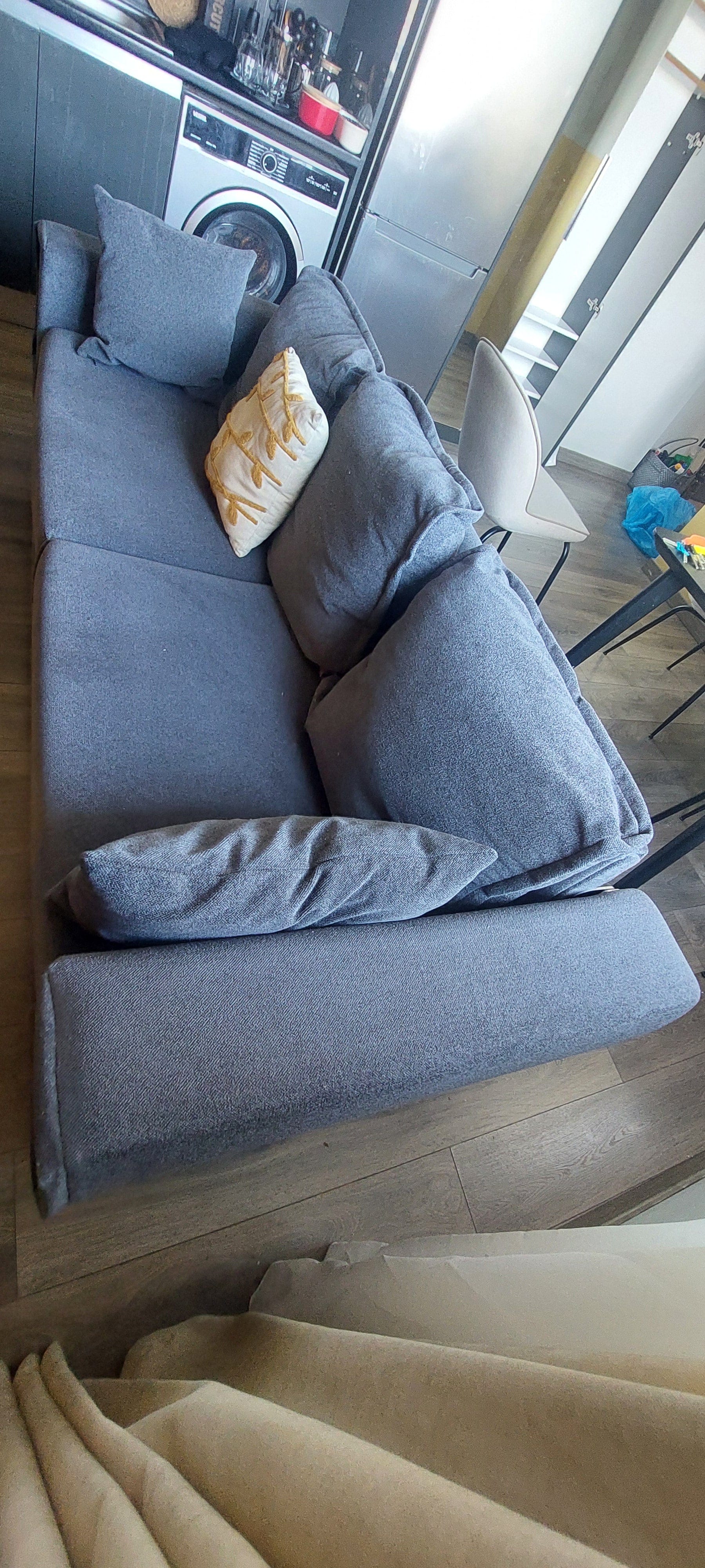 Neomi Wood Three Seater Sofa 11428