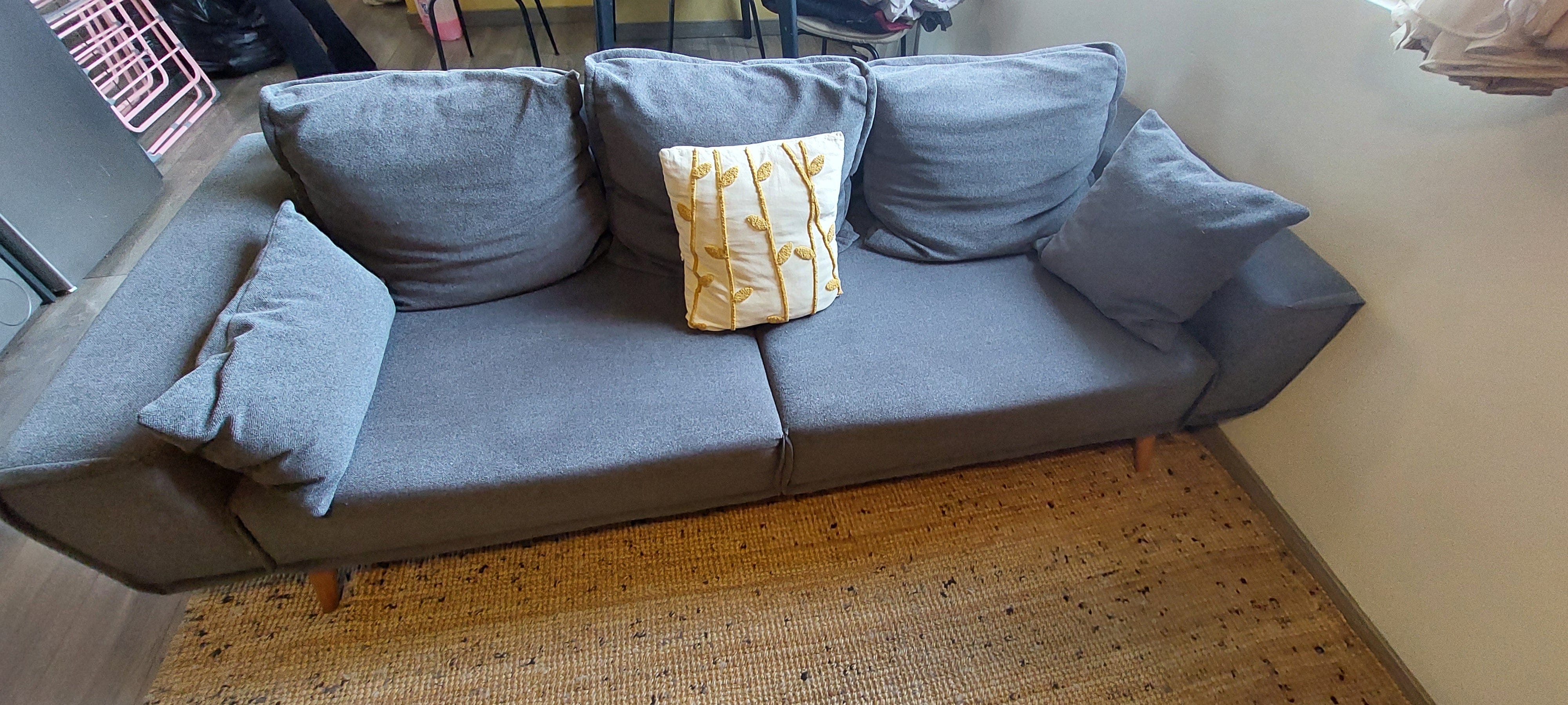Neomi Wood Three Seater Sofa 11428