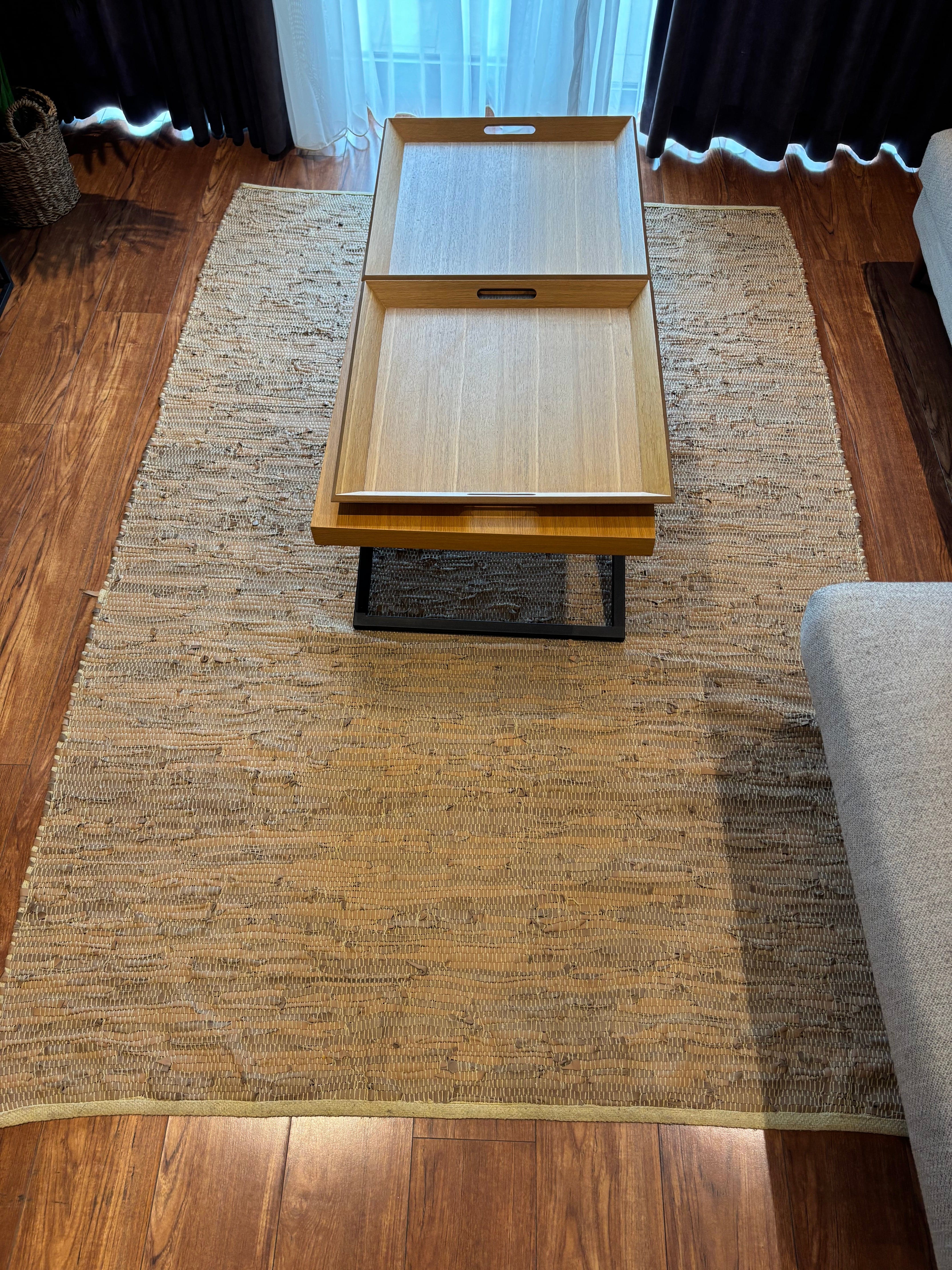Pelle Deri Halı Gold Fitilli 160x230