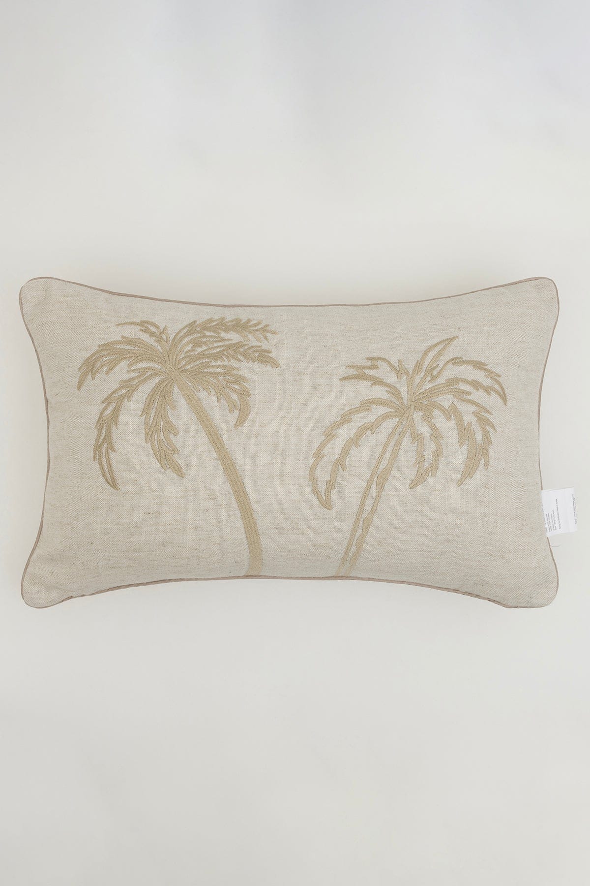 Pure Beige Palm Detail Decorative Cushion with Fiber Filling 30x50 4842