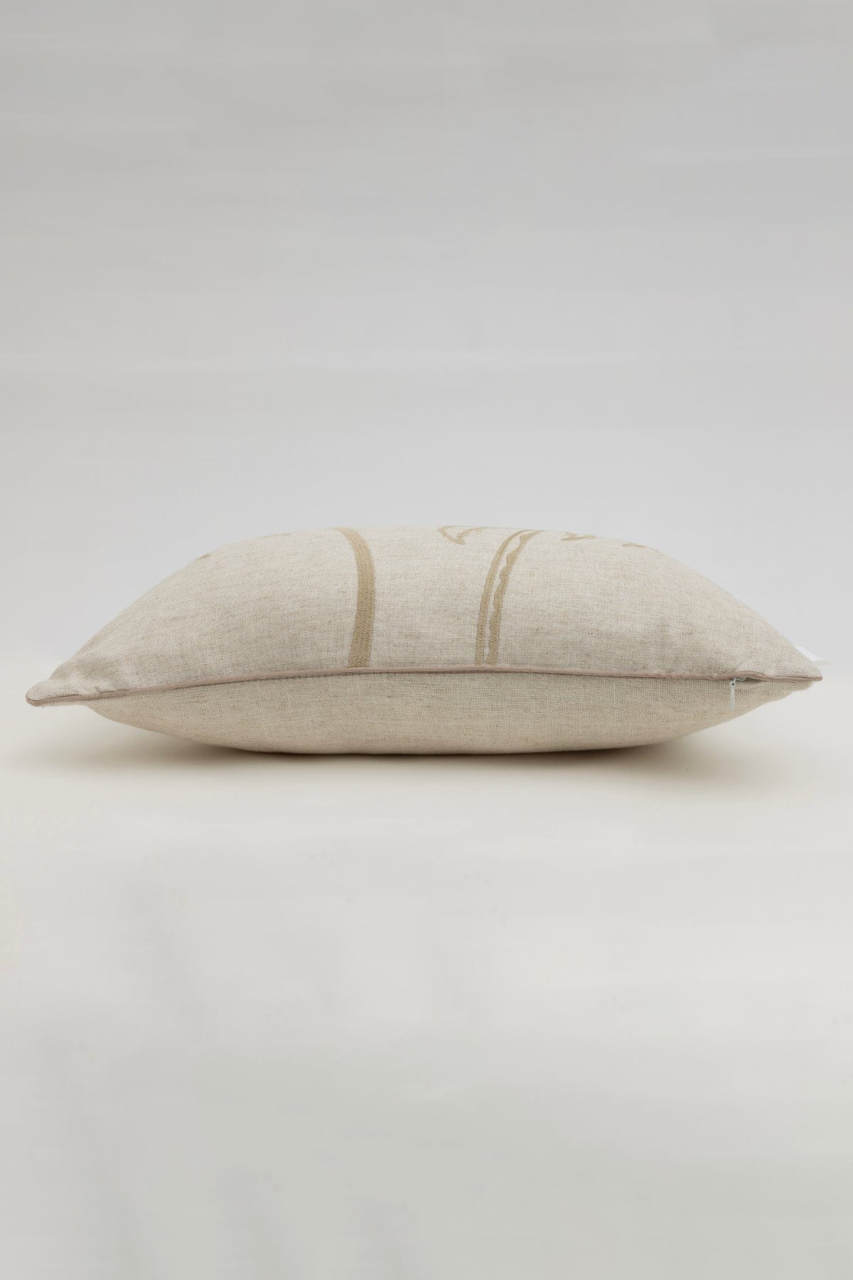 Pure Beige Palm Detail Decorative Cushion with Fiber Filling 30x50 4842