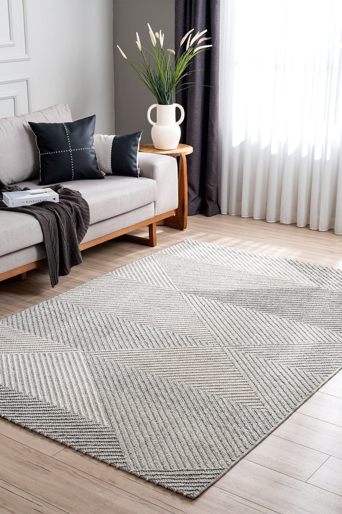 Retro Cream Grey Dust-Free Rug 19270A