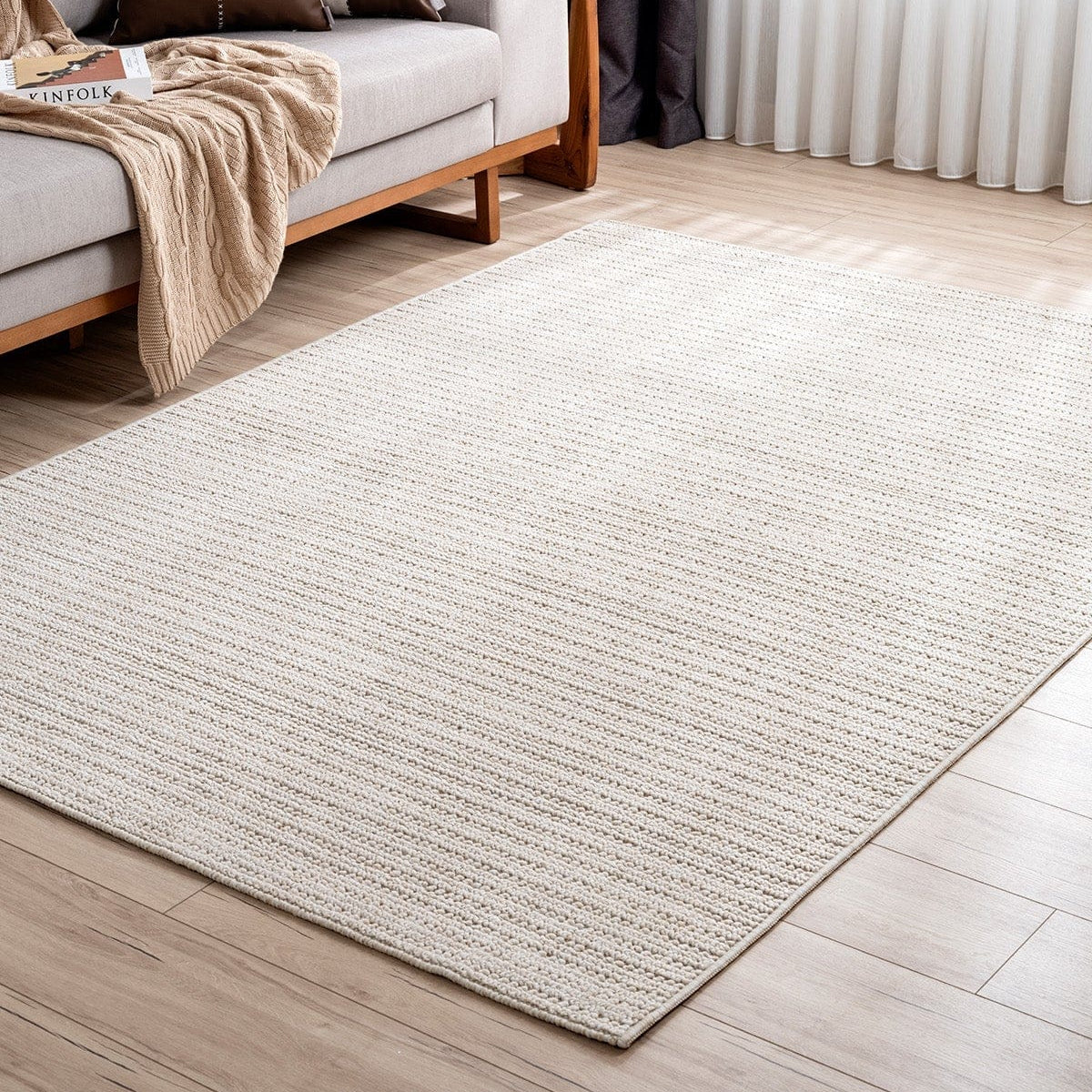 Retro Plain Krem Düz Dokuma Halı A3190A