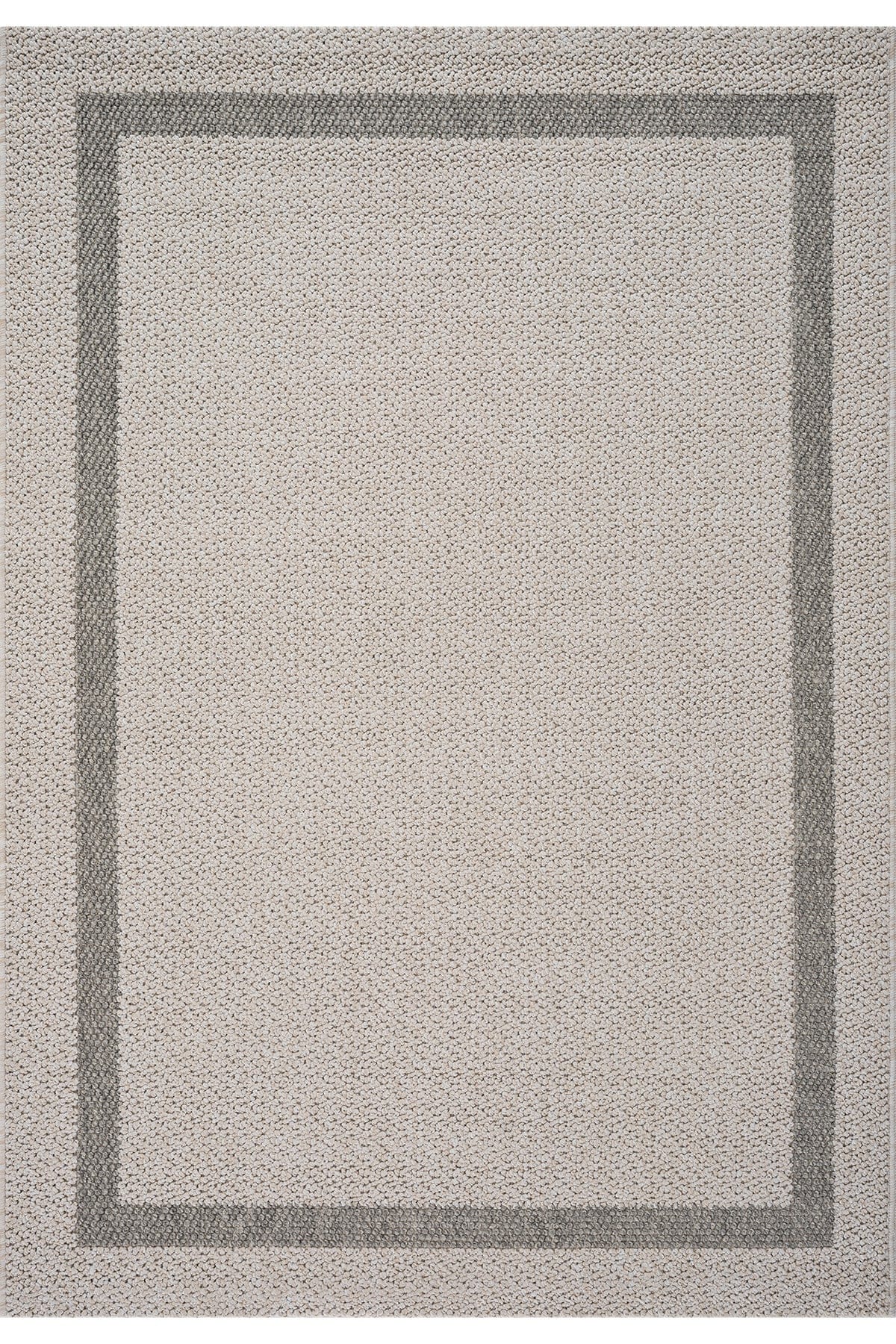 Retro Plain Krem Gri Bordürlü Halı A3234A