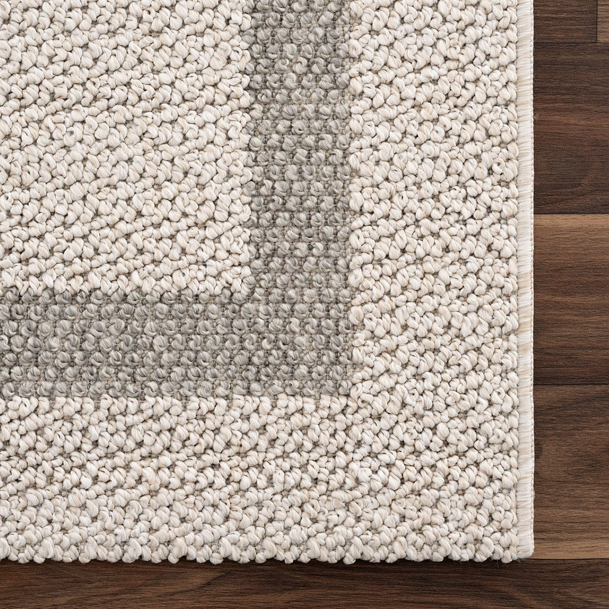 Retro Plain Cream Gray Bordered Rug A3234A