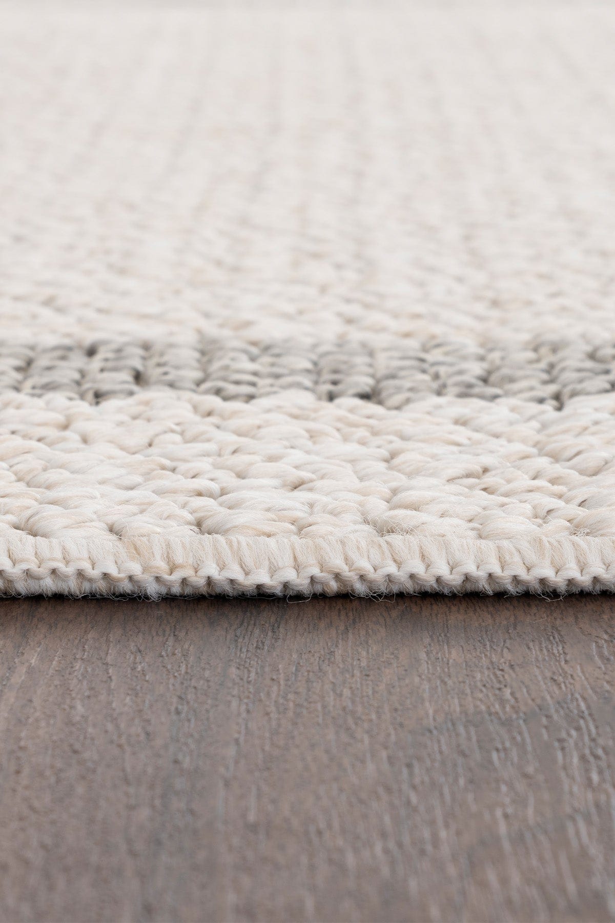 Retro Plain Krem Gri Bordürlü Yolluk A3234Y